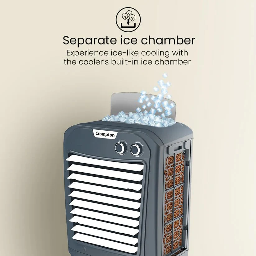 Crompton Zelus PAC45 45L Desert Air Cooler with 4-Way Air Deflection, Ice Chamber & Inverter Compatibility (Grey) - Image 3