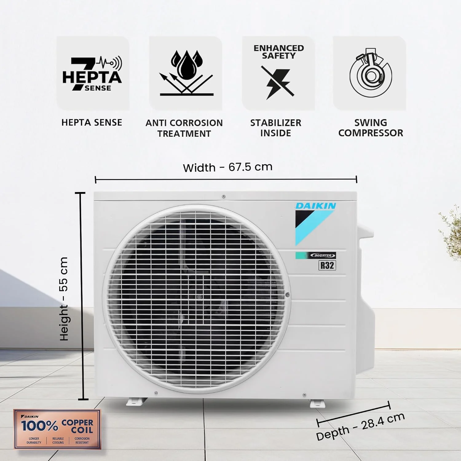 Daikin 1.0 Ton 3 Star Hot & Cold Inverter Split AC (Copper, PM1.0 Filter, FTHT35XV16, White) - Image 6