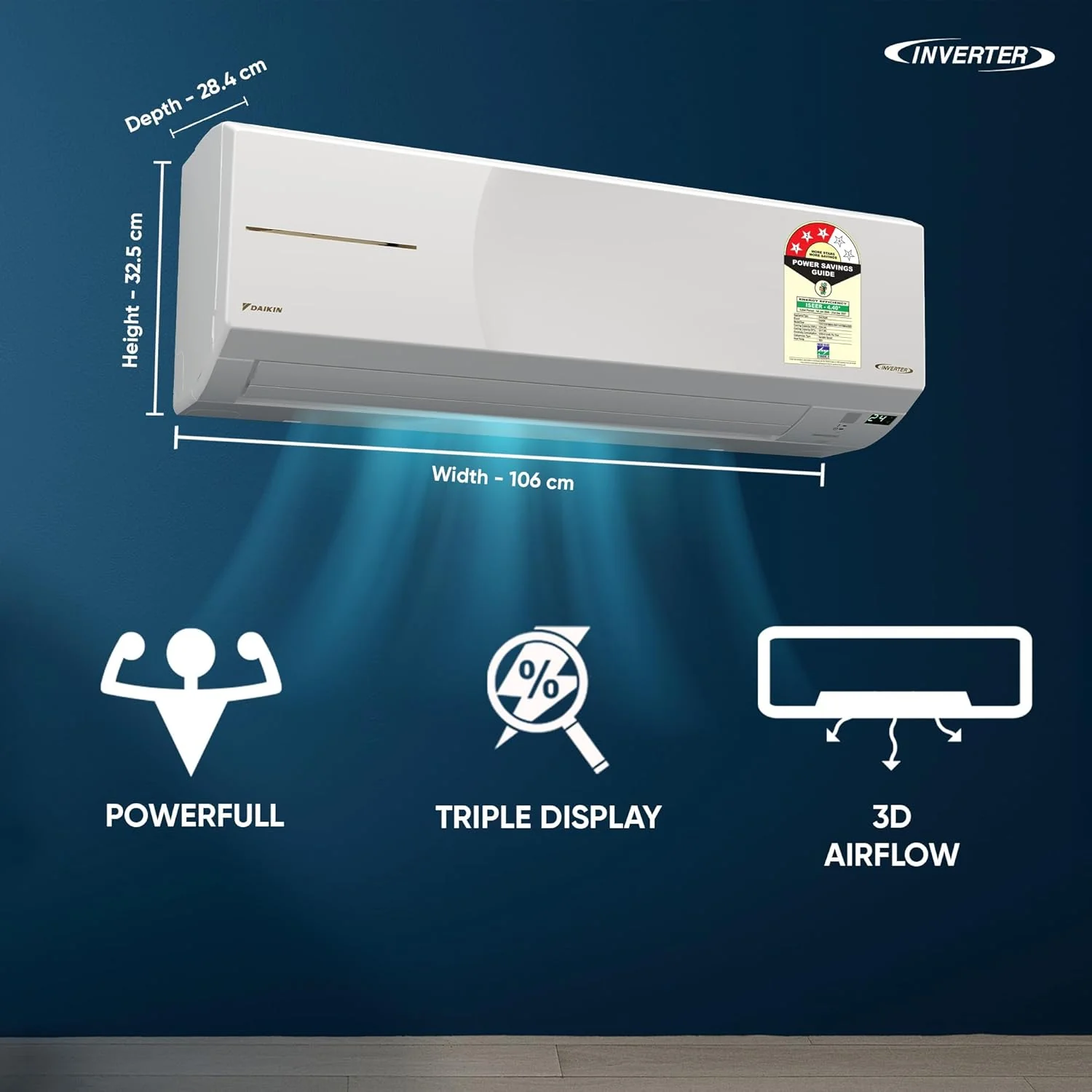 Daikin 1.5 Ton 3 Star, New star rated, Hot & Cold Inverter Split AC (Copper, PM1.0 Filter, FTHT50XV16, White) - Image 4