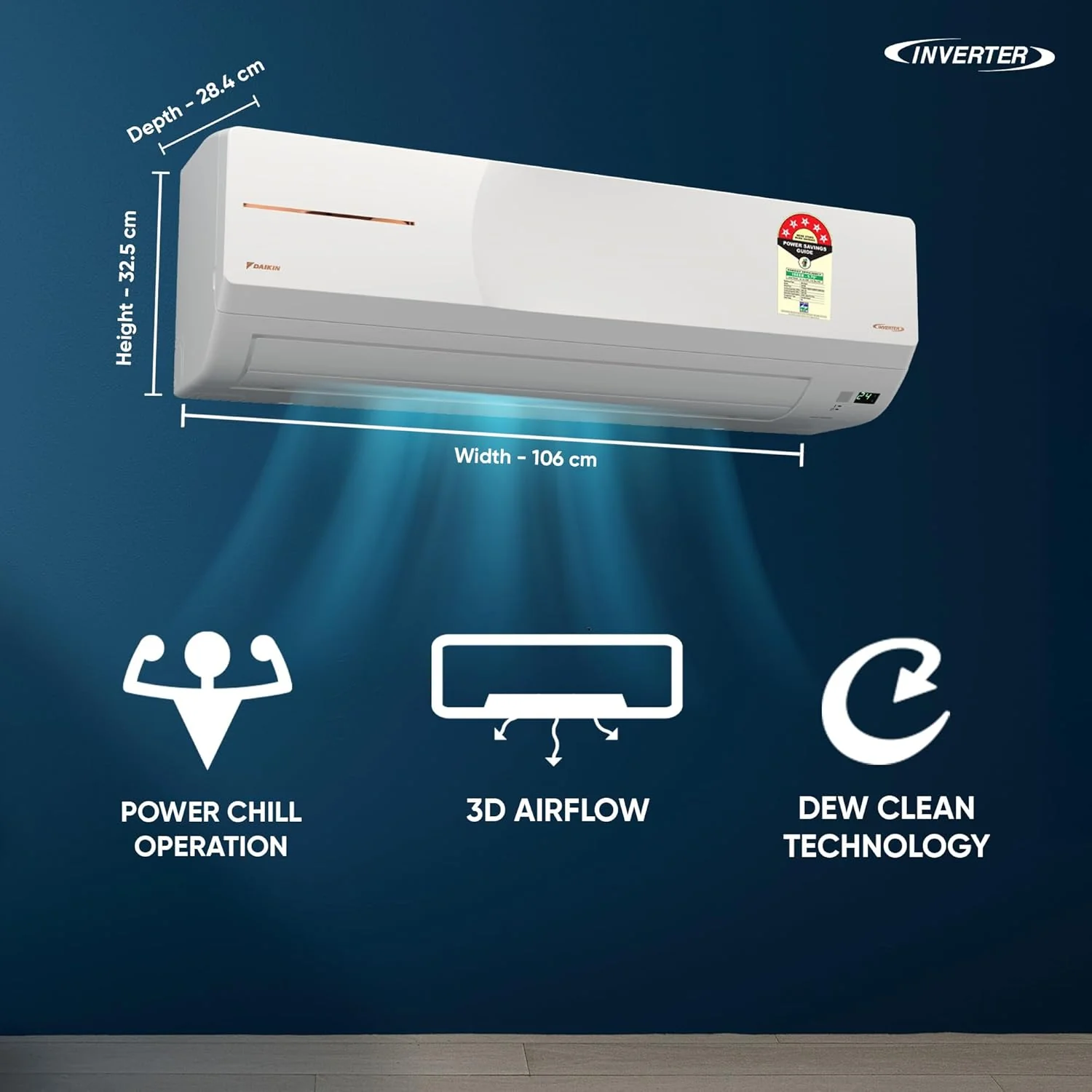 Daikin 1.5 Ton 5 Star,New Star rated, Inverter Split AC (Copper, PM2.5 Filter, ATKM50XV16, White) - Image 2