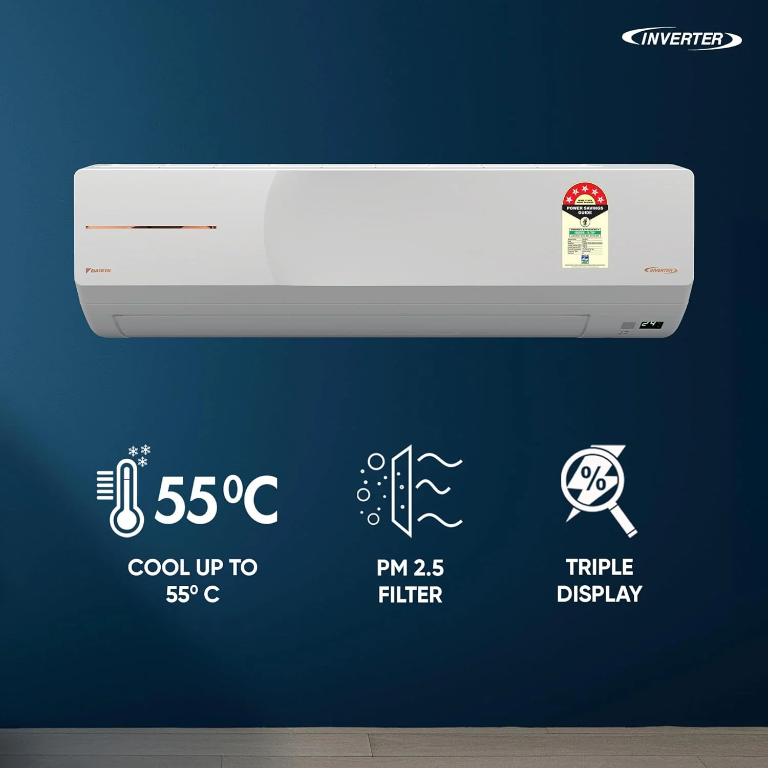 Daikin 1.5 Ton 5 Star,New Star rated, Inverter Split AC (Copper, PM2.5 Filter, ATKM50XV16, White) - Image 3