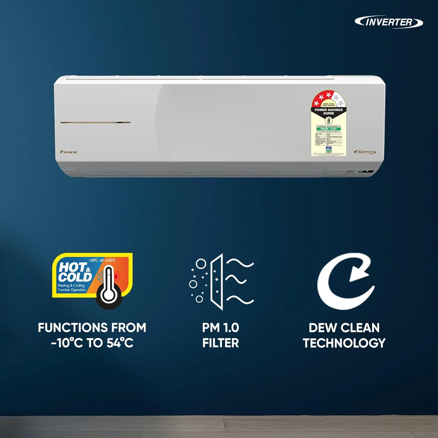 Daikin 1.8 Ton 3 Star Hot & Cold Inverter Split AC (Copper, PM1.0 Filter, FTHT60XV16, White) - Image 3