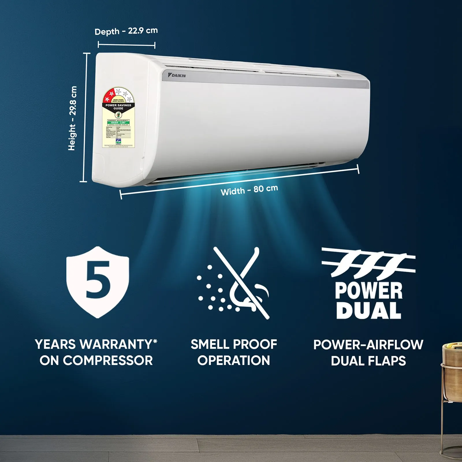 DAIKIN 1 Ton 2 Star Split AC (Copper Condenser, PM 2.5 Filter, FTQ35XV16WBA) - Image 2