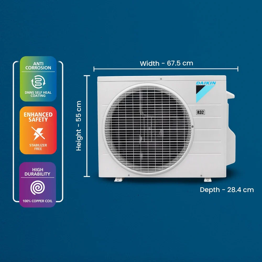 Daikin 2024 Model 0.8 Ton 3 Star Split AC - White  (FTL30UV16V1/RL30UV16V1, Copper Condenser) - Image 4