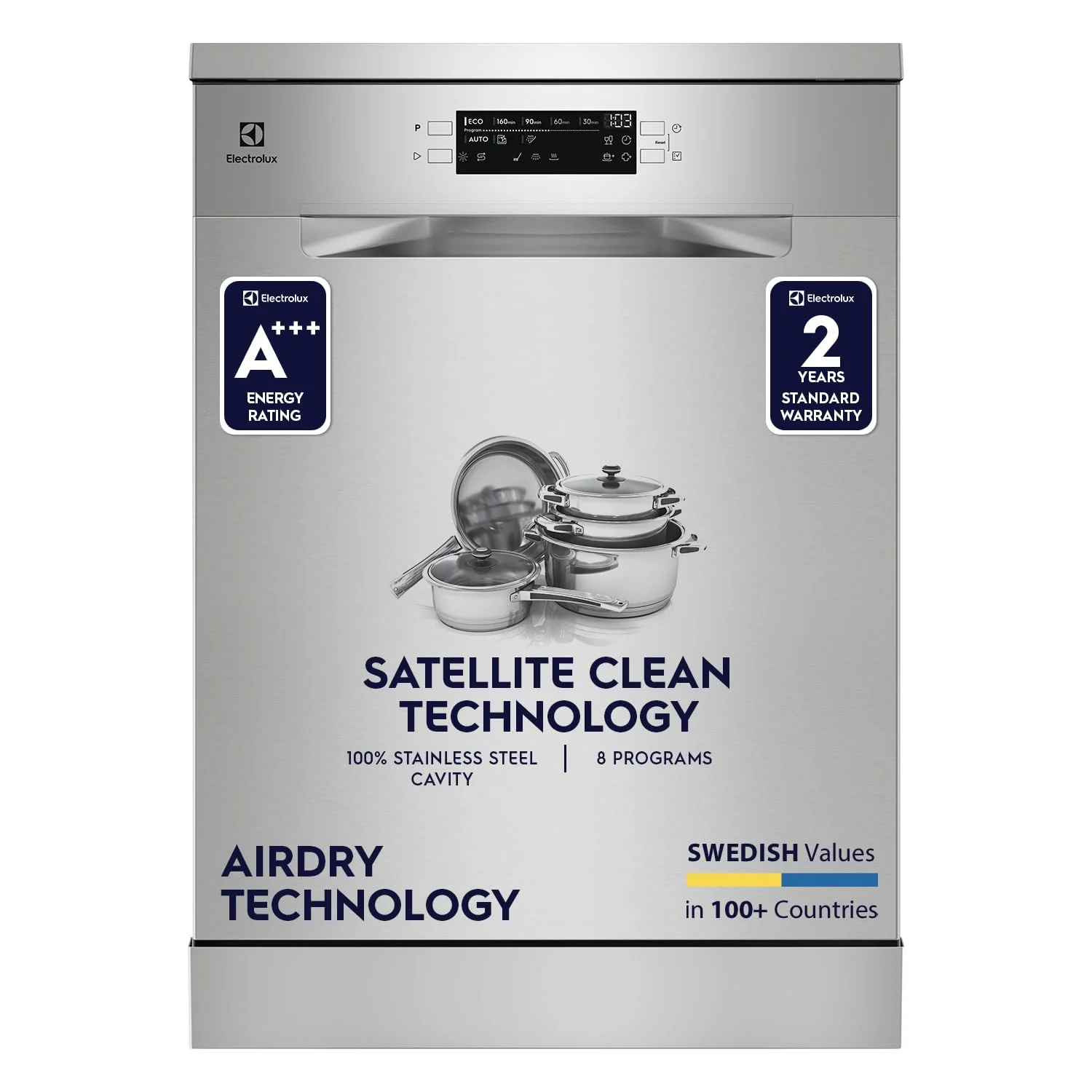 Electrolux 14 Place Settings Dishwasher Machine for Home, Fully Automatic with AirDry, In-Built Heater, Stainless Steel, UltimateCare 700, ESM48310SX