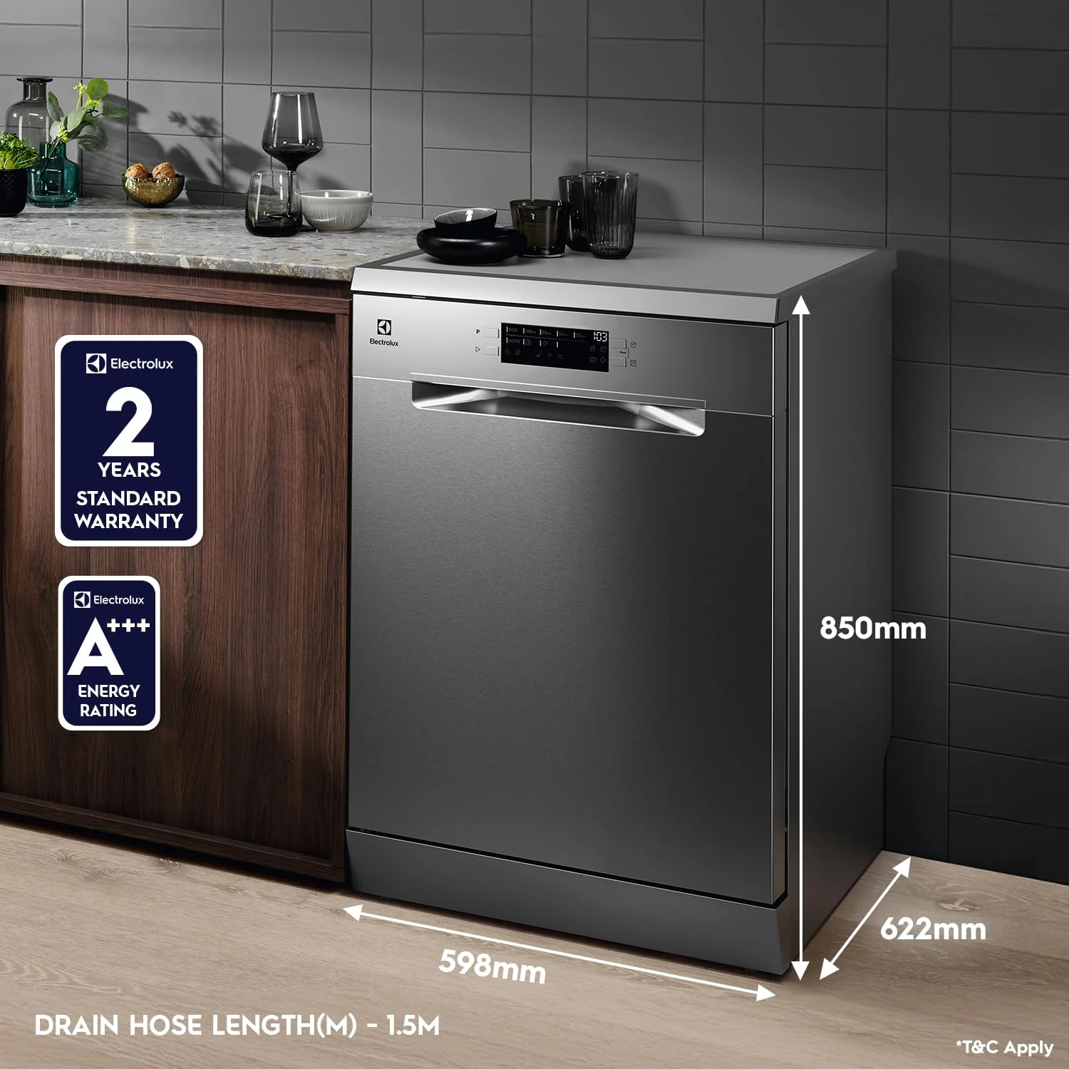 Electrolux 14 Place Settings Dishwasher Machine for Home, Fully Automatic with AirDry, In-Built Heater, Stainless Steel, UltimateCare 700, ESM48310SX - Image 2