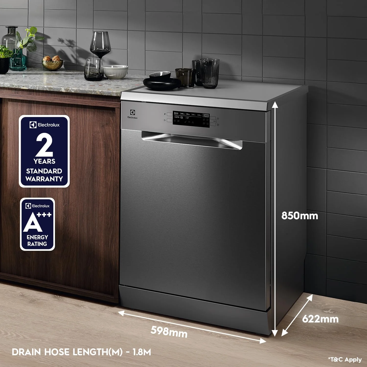 Electrolux 15 Place Settings Dishwasher Machine for Home, Fully Automatic with AirDry, Stainless Steel, UltimateCare 700, ESZ69300SX - Image 2