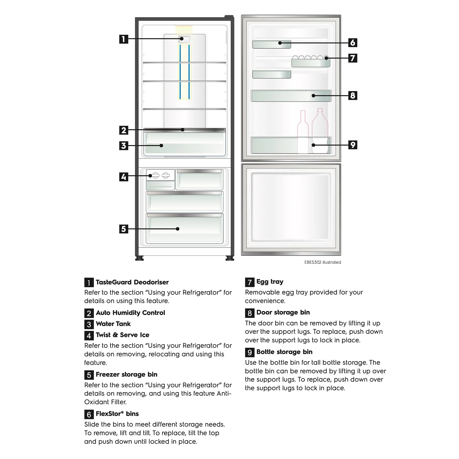 Electrolux 453L Frost Free Inverter Double Door Refrigerator, Bottom Freezer, TasteLockAuto & TasteGuard Technology, Stainless Steel, UltimateTaste 500, EBE4502C-S Visit the Electrolux Store - Image 5
