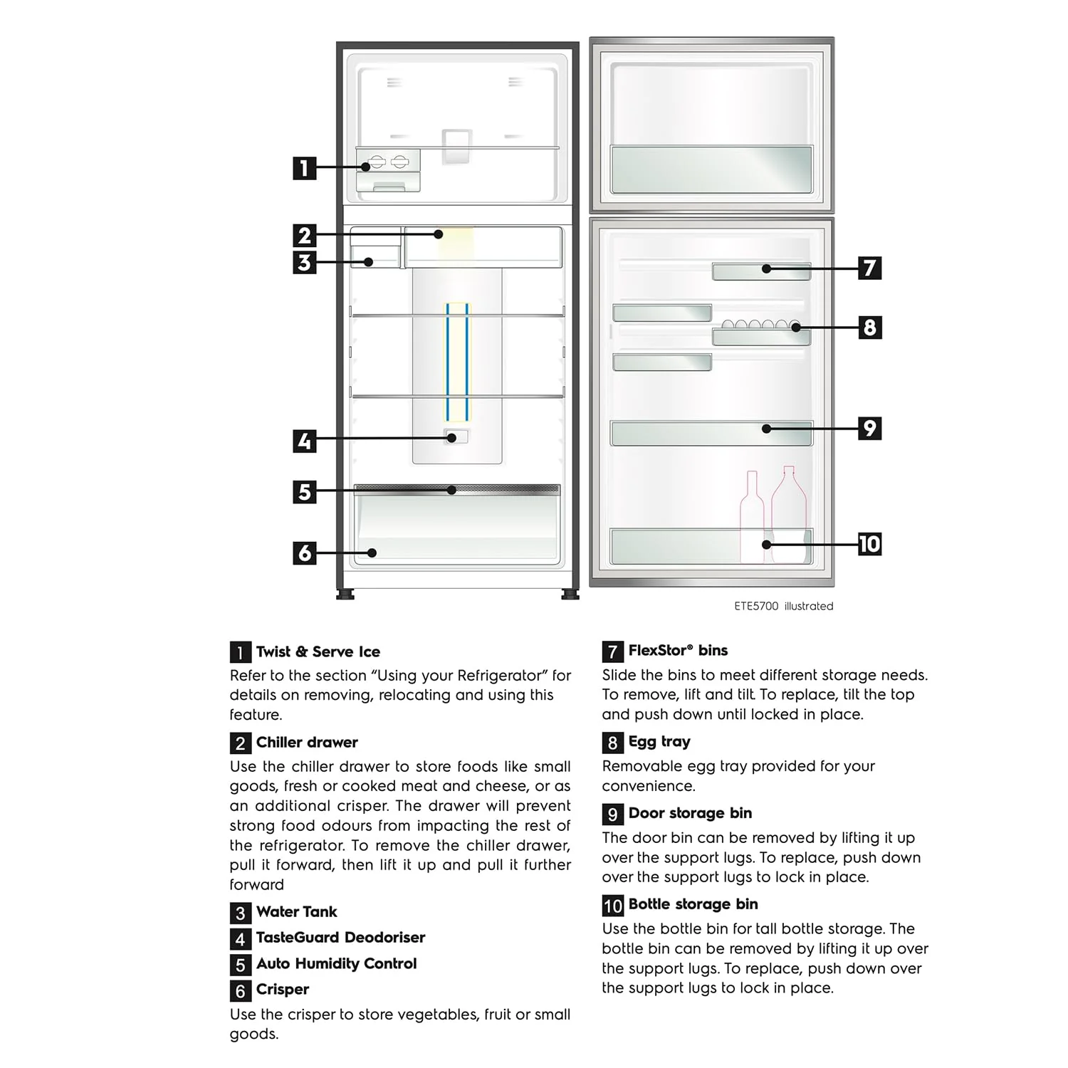 Electrolux 461L Frost Free Inverter Double Door Refrigerator, Top Freezer, TasteLockAuto &amp; TasteGuard Technology, Arctic Silver Steel, UltimateTaste 500, ETB4600C-A - Image 5