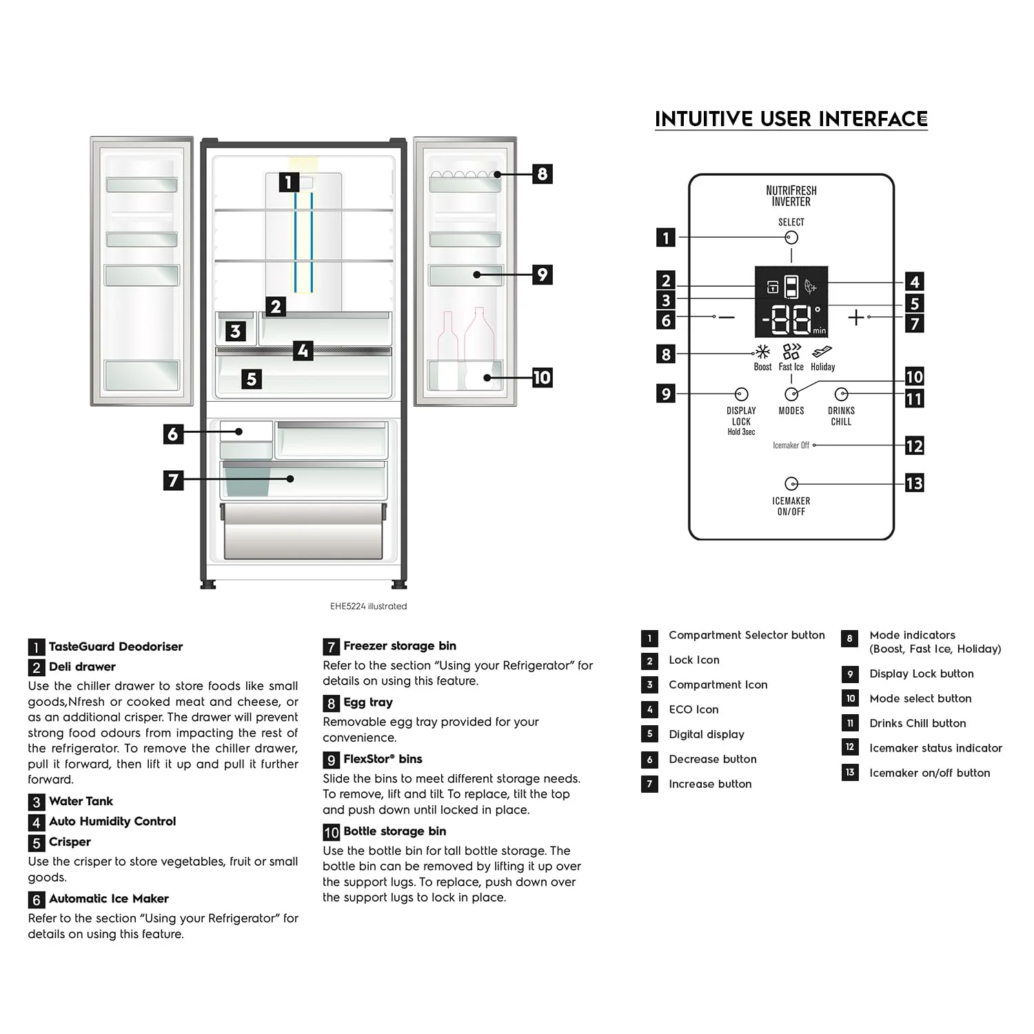 Electrolux 524L Frost Free Inverter French Door Refrigerator, TasteLockAuto Technology, Auto Ice & Even Temp Function, Arctic Silver Steel, UltimateTaste 700, EHE5224C-A - Image 6