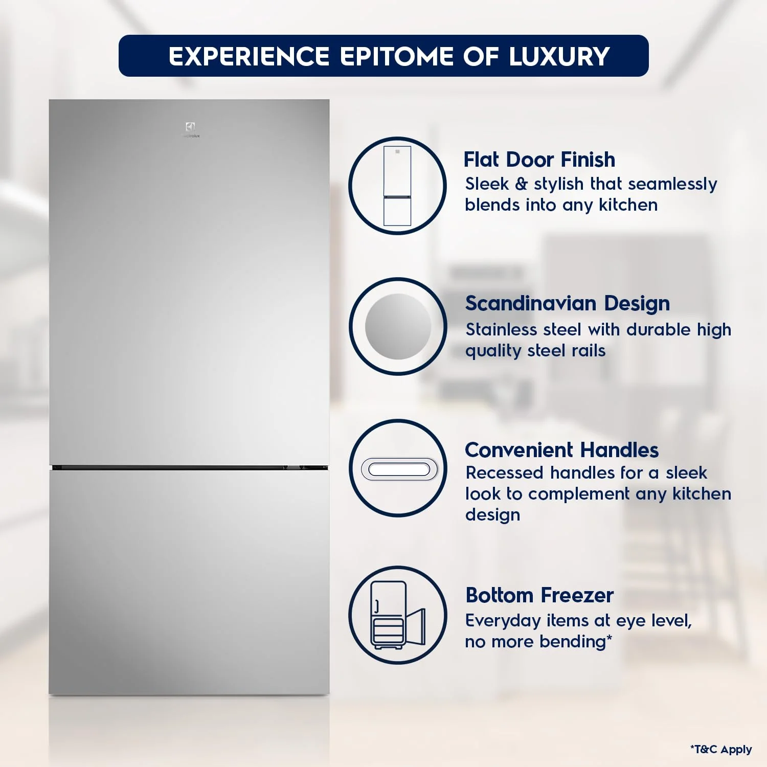 Electrolux 529L Frost Free Inverter Double Door Refrigerator, Bottom Freezer, TasteLockAuto &amp; TasteGuard Technology, Stainless Steel, UltimateTaste 500, EBE5302C-S - Image 2