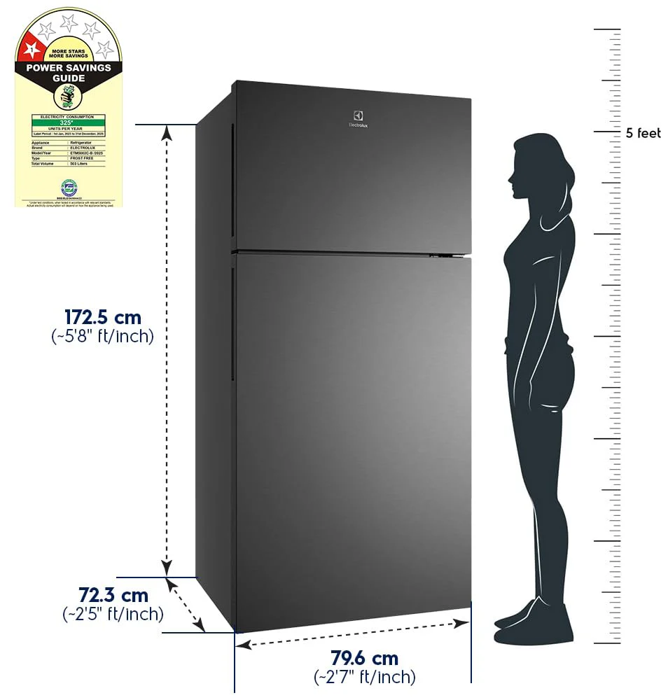 Electrolux 536L Frost Free Double Door Refrigerator with AI AutoSense, GreenZone AHC Technology, Inverter Compressor, Matte Charcoal Black Steel, UltimateTaste 700, ETM5002C-B - Image 8