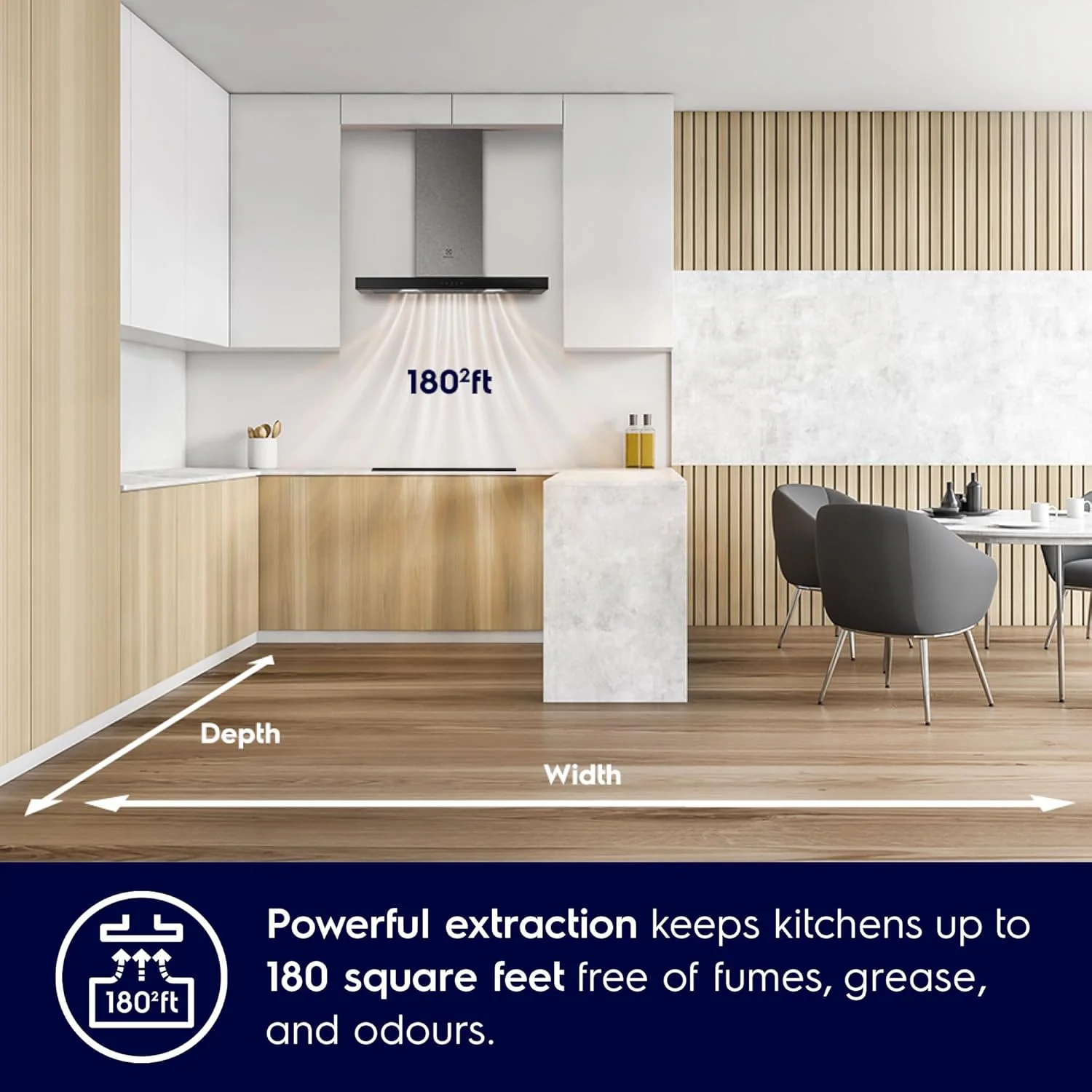 Electrolux 60cm T-Box Chimney for up to 180 sqft Kitchen, AutoClean, UltimateTaste 500, Black, ECT6281G - Image 6