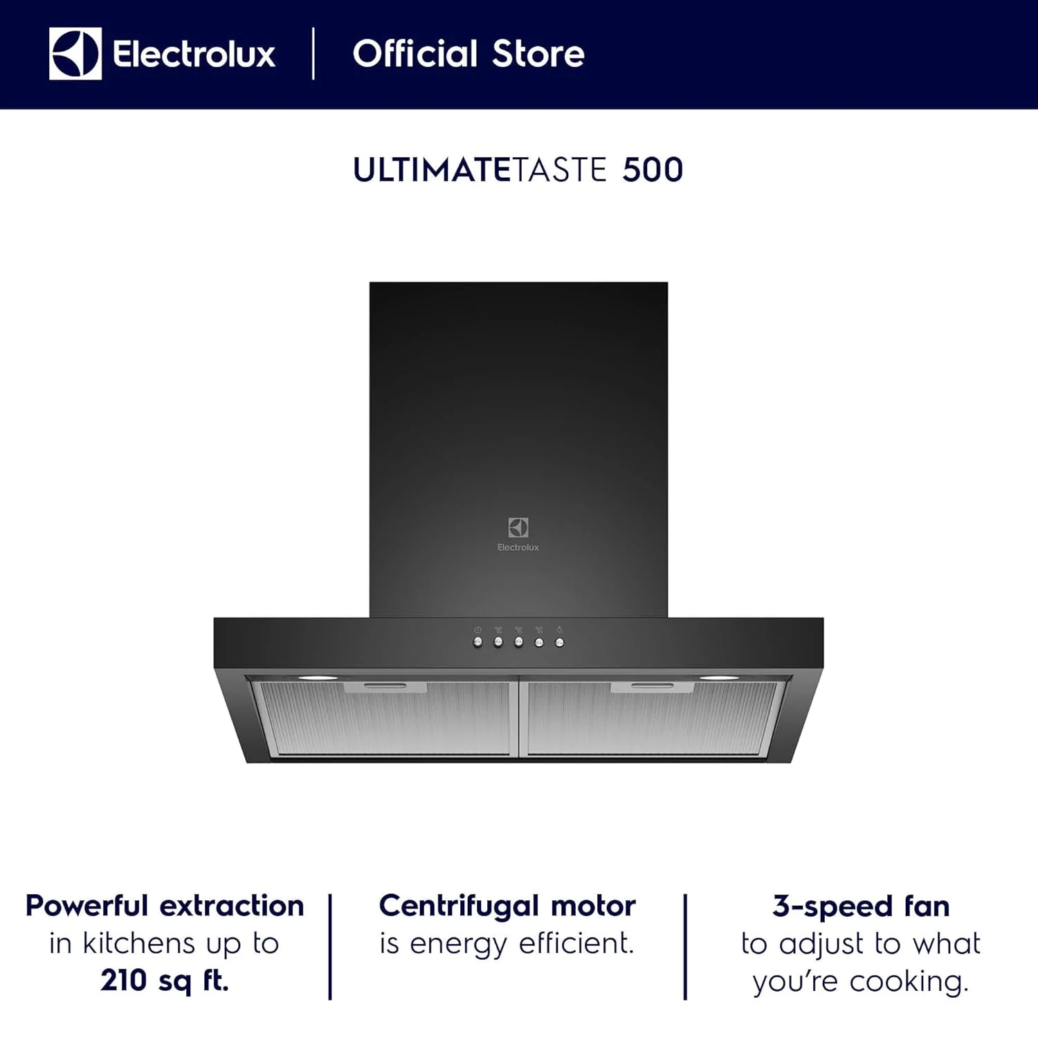 Electrolux 60cm T-Box Chimney for up to 210 sqft Kitchen, UltimateTaste 500, Black, ECT6623B - Image 2
