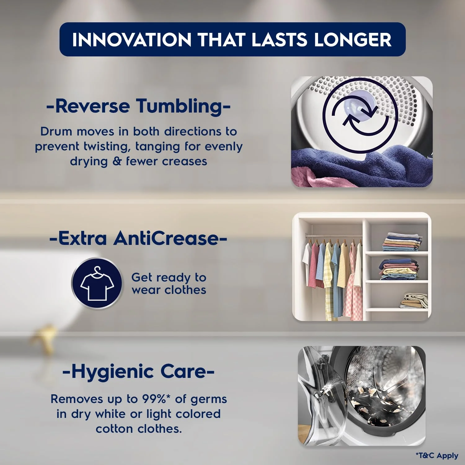 Electrolux 8.5kg Fully Automatic Front Load Venting Dryer, Scandinavian Design with Reverse Tumbling, Smart Sensors, Colour Care Function, White, UltimateCare 300, EDV854J3WB - Image 6