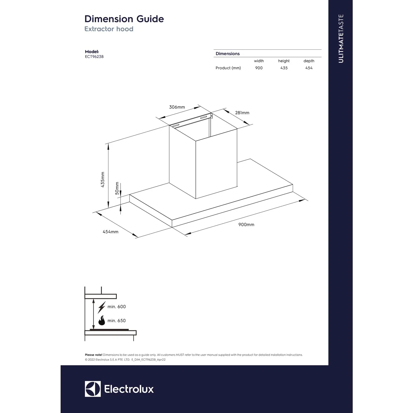 Electrolux 90cm T-Box Chimney for up to 210 sqft Kitchen, UltimateTaste 500, Black, ECT9623B - Image 3