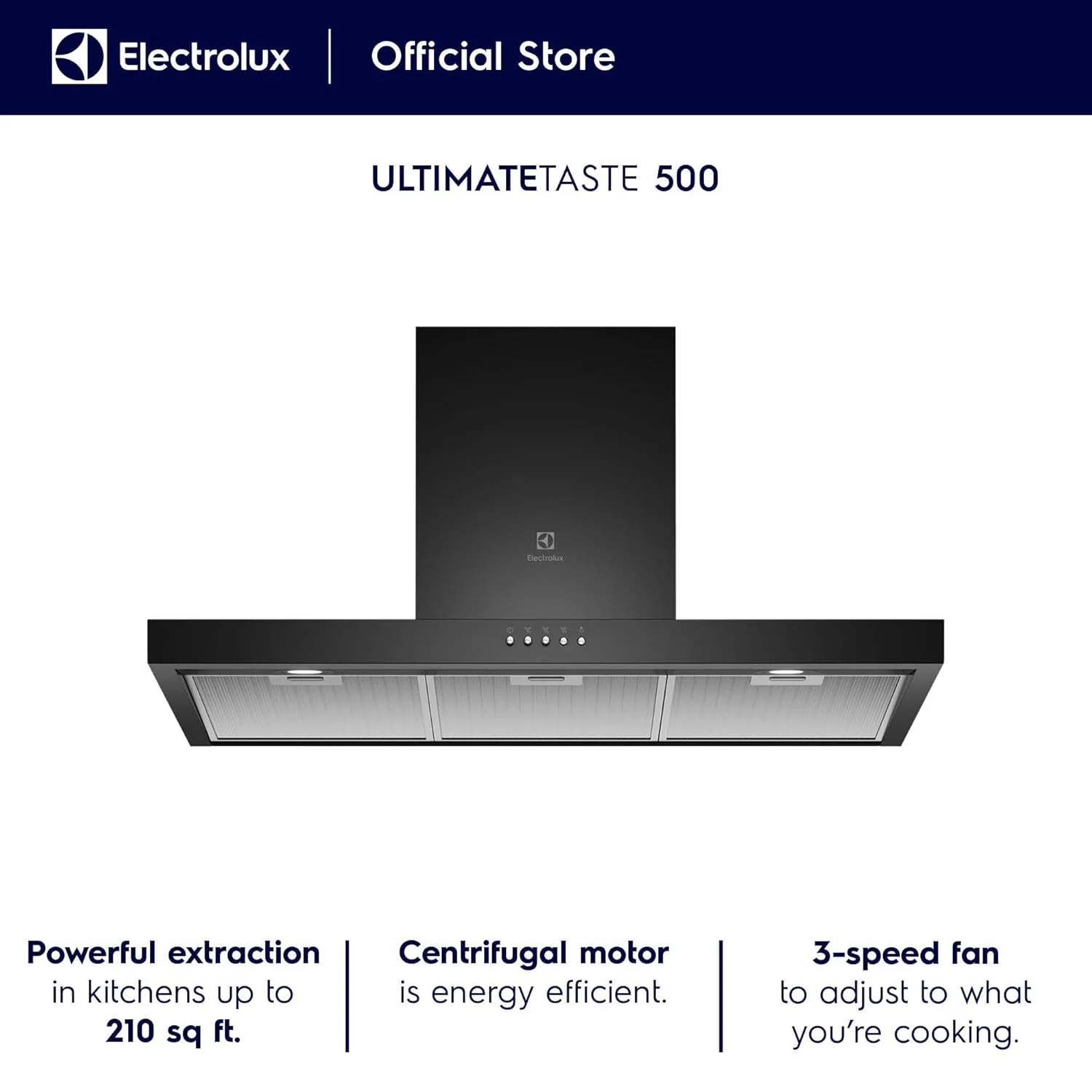 Electrolux 90cm T-Box Chimney for up to 210 sqft Kitchen, UltimateTaste 500, Black, ECT9623B - Image 4