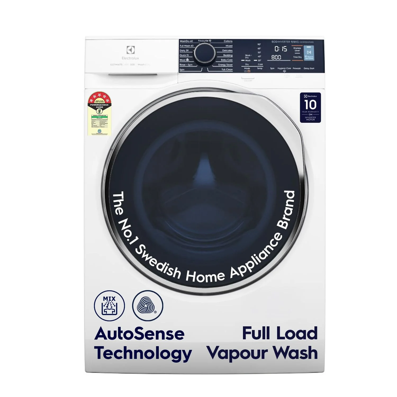 Electrolux 9kg / 6kg 5 Star Fully Automatic Front Load Washer Dryer with UltraMix, Full Load Vapour Wash for Sustainable Clothing, Hygienic Care, EcoInverter, White, UltimateCare 500, EWW9024P5WB - Image 2
