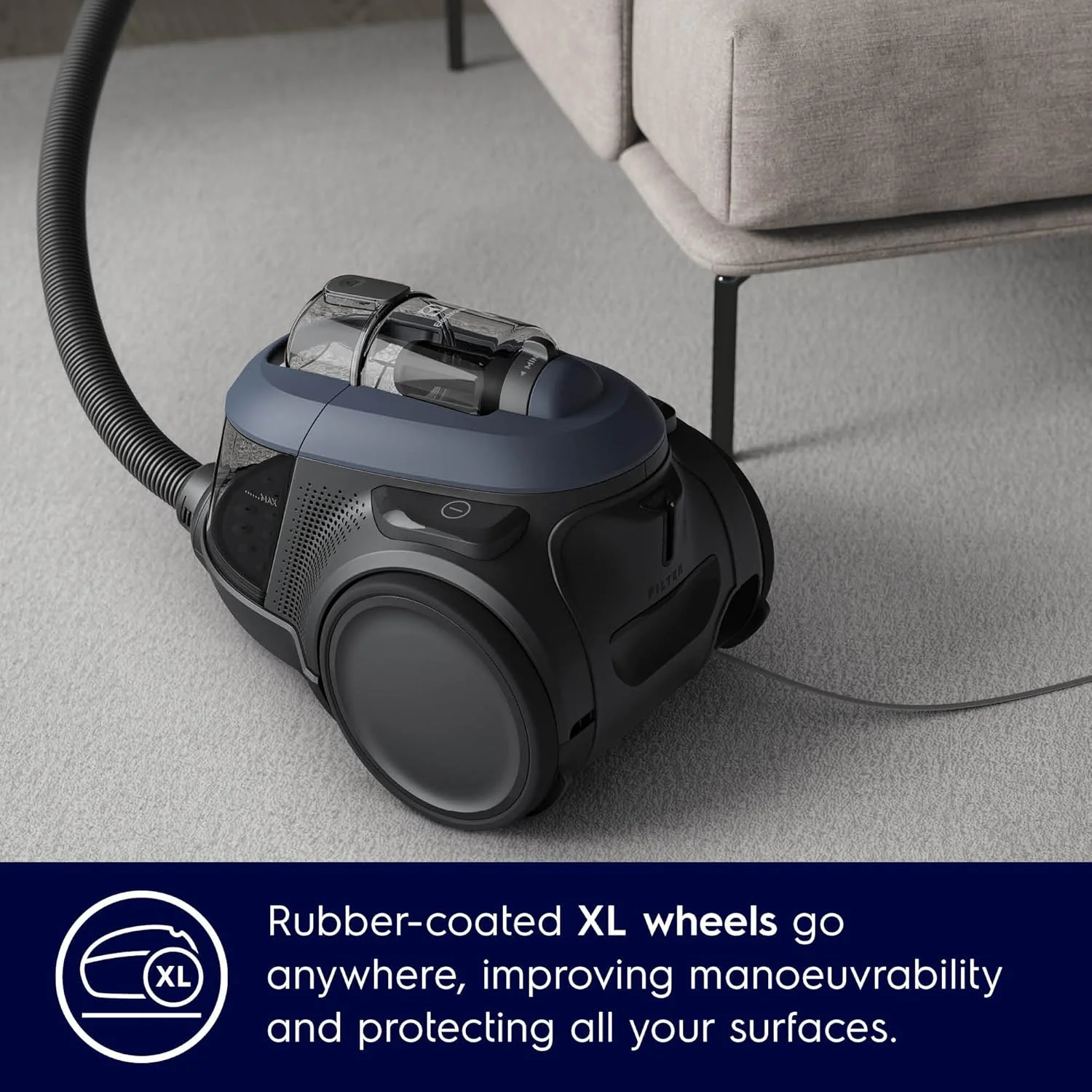 Electrolux UltimateHome 700 Canister Bagless Vacuum Cleaner for Home, 2000 W, 1.6 litres Capacity, 16A Plug, Nesno High Nozzle, 3-in-1 Kit, Washable Hygiene Filter, Denim Blue, EFC71611 - Image 4