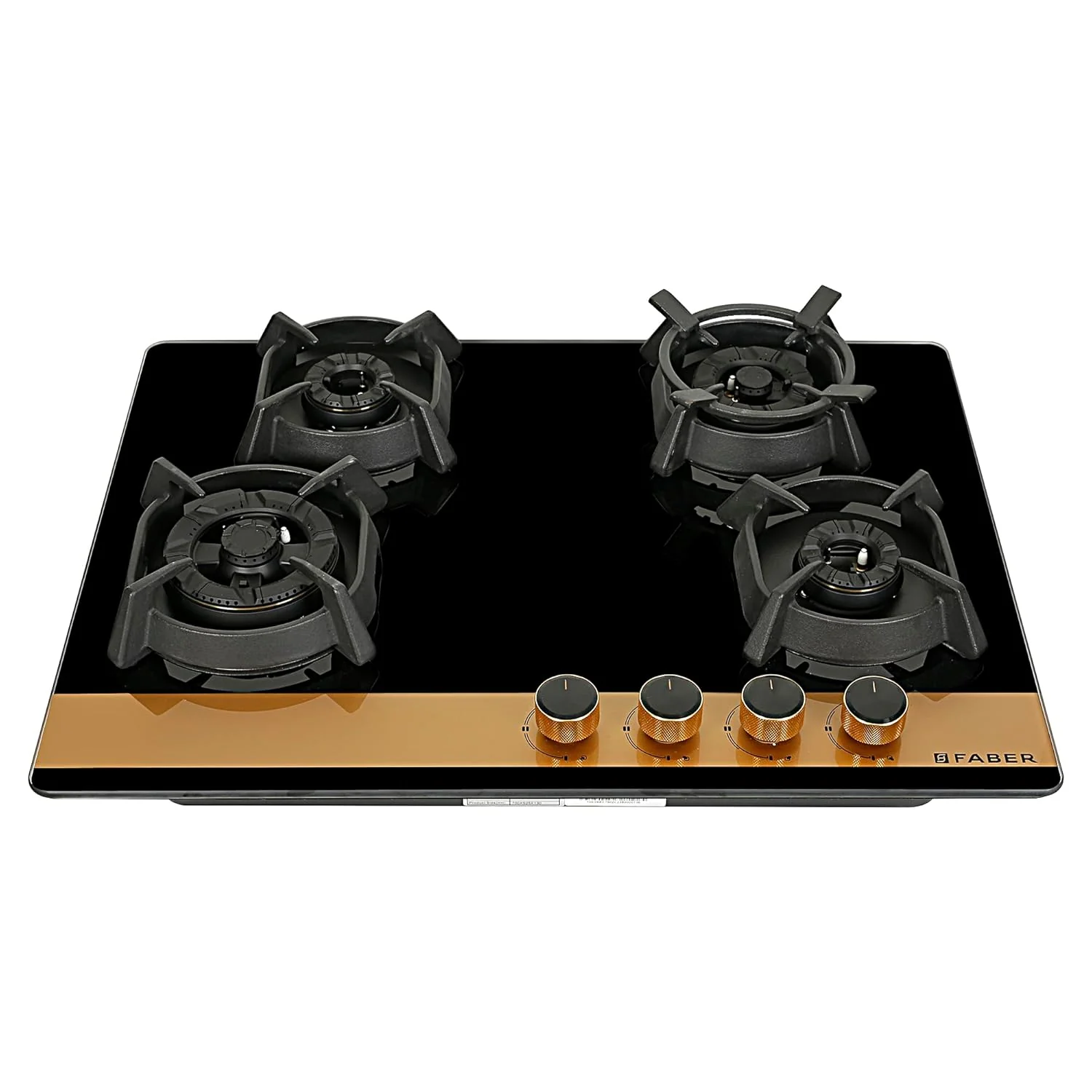 Faber 70cm 4Burner Gas Hob | Flame Failure Device | Cast Iron Pan Support | Metal Knobs | Dual Flame Burner | 8mm Toughened Black Glass | Versatile Hob/Cooktop | Hob Utopia Pro HT 704 BR CI - Image 5