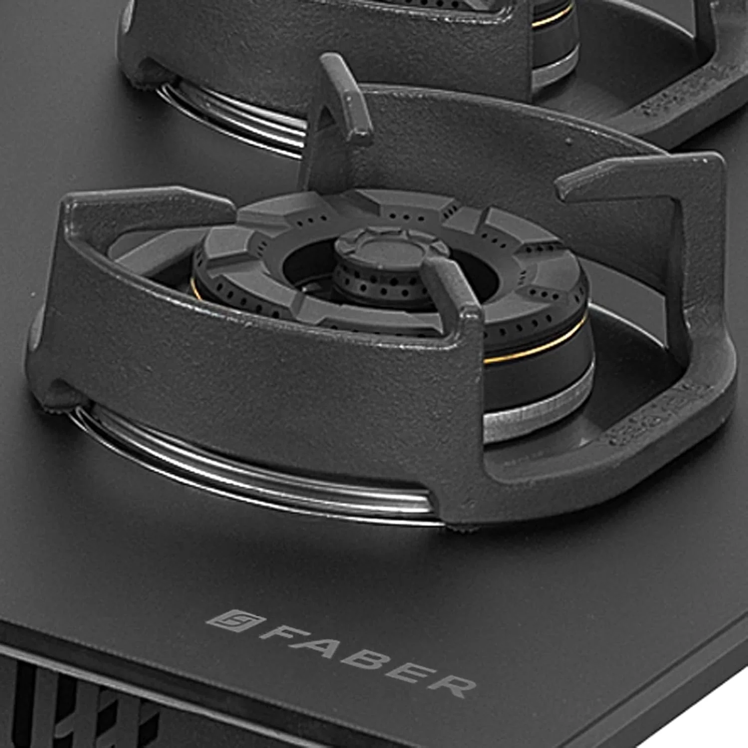 Faber Della 4 Burner 72cm Hob |Auto-Ignition|Brass Burner| Cast Iron Pan Support |Hob/Cooktop Hybrid| Matt Black Glass Finish |5 Yrs Warranty on Glass & Valve | 5 Yrs on Burner|Hob Della HD724 CI AI - Image 7
