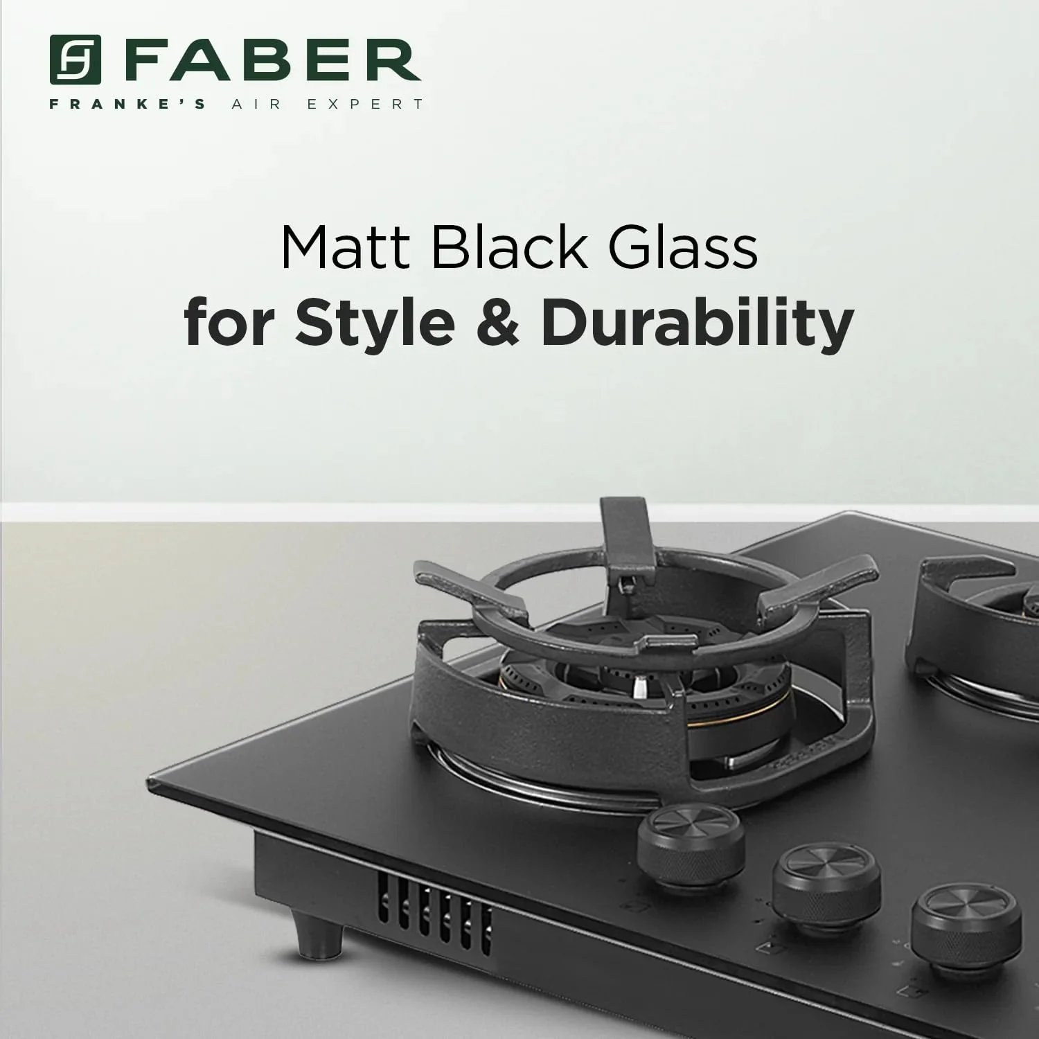 Faber Della 4 Burner 72cm Hob |Auto-Ignition|Brass Burner| Cast Iron Pan Support |Hob/Cooktop Hybrid| Matt Black Glass Finish |5 Yrs Warranty on Glass & Valve | 5 Yrs on Burner|Hob Della HD724 CI AI - Image 9