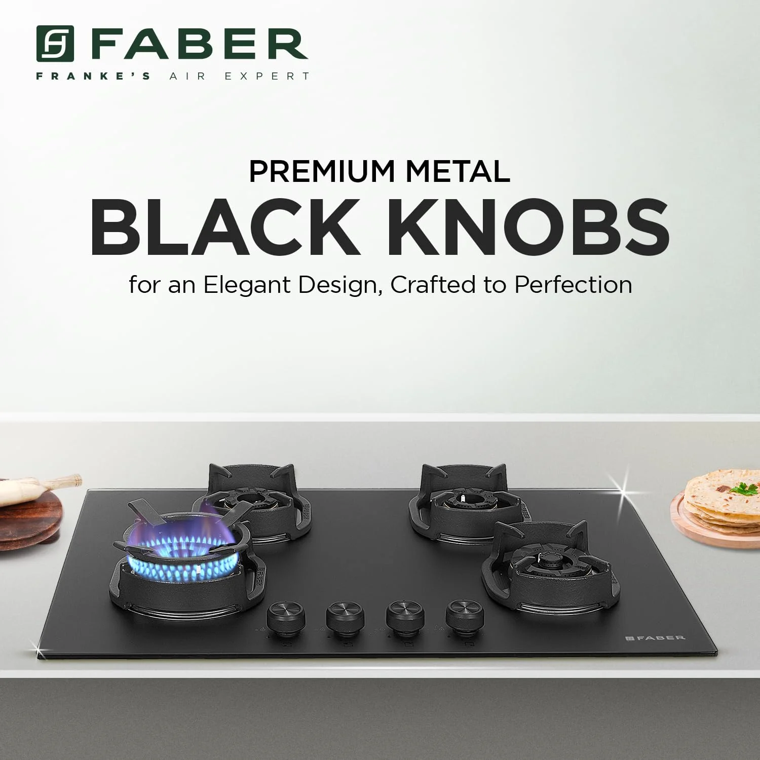 Faber Della HD784 CI AI 4 Burner Hob | 78CM Auto Ignition Brass Burner Hob - Image 3