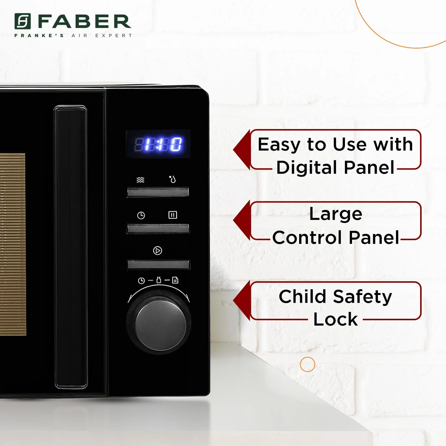 Faber FMW Instacook 30C Standalone 29L Microwave Oven |900W|10 Auto Cook Menu|Digital Panel|Reheat & Defrost|Glass Turntable|Child Safety Lock|Easy Clean Coating|Power Level 5|2 Yrs Warranty|Black - Image 2