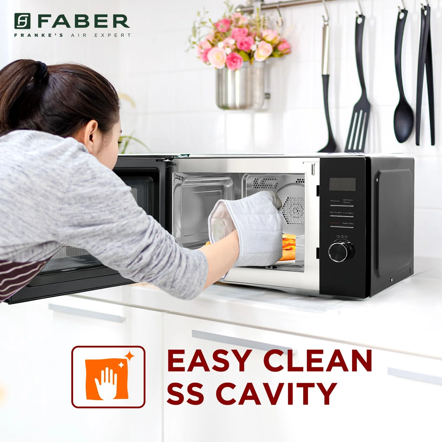 Faber FMW Instacook 30C Standalone 29L Microwave Oven |900W|10 Auto Cook Menu|Digital Panel|Reheat & Defrost|Glass Turntable|Child Safety Lock|Easy Clean Coating|Power Level 5|2 Yrs Warranty|Black - Image 8