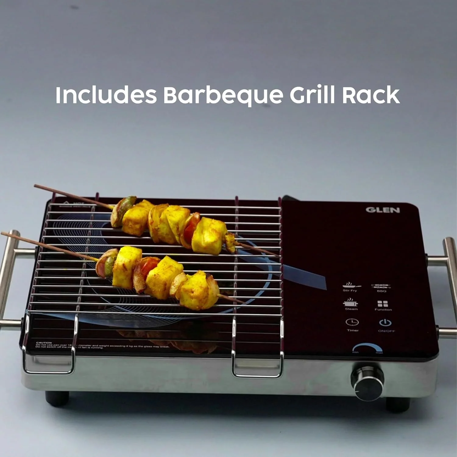 Glen 2000W Infrared Cooktop Stoves with Grill Rack for Barbecue, 3 Preset Cooking Modes, Crystal Glass Plate, Digital Display, Touch Control, SS Handle, Infrared Chulha Hot Plate (SA3075IR) - Image 3