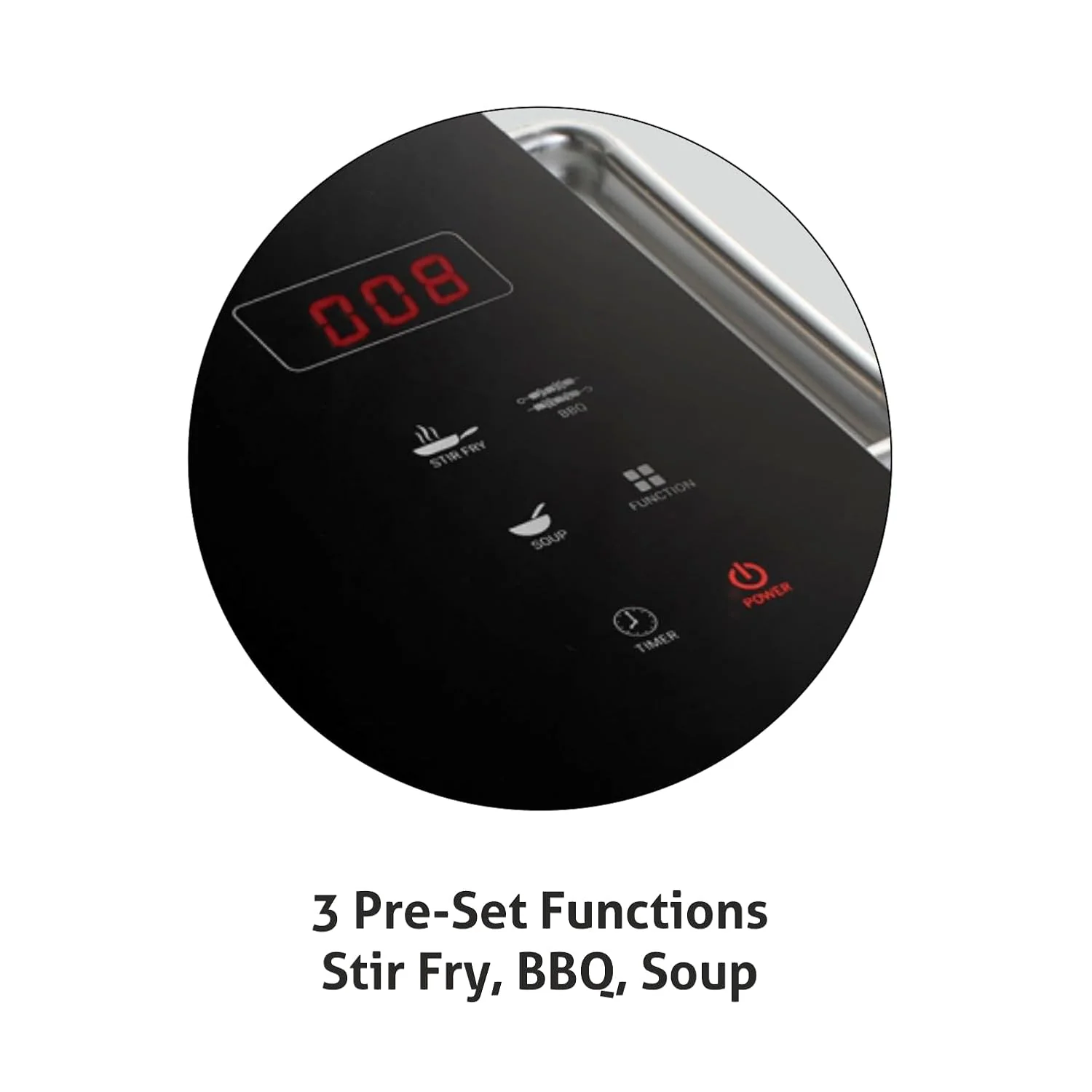 Glen 2000W Infrared Cooktop Stoves with Grill Rack for Barbecue, 3 Preset Cooking Modes, Crystal Glass Plate, Digital Display, Touch Control, SS Handle, Infrared Chulha Hot Plate (SA3075IR) - Image 4