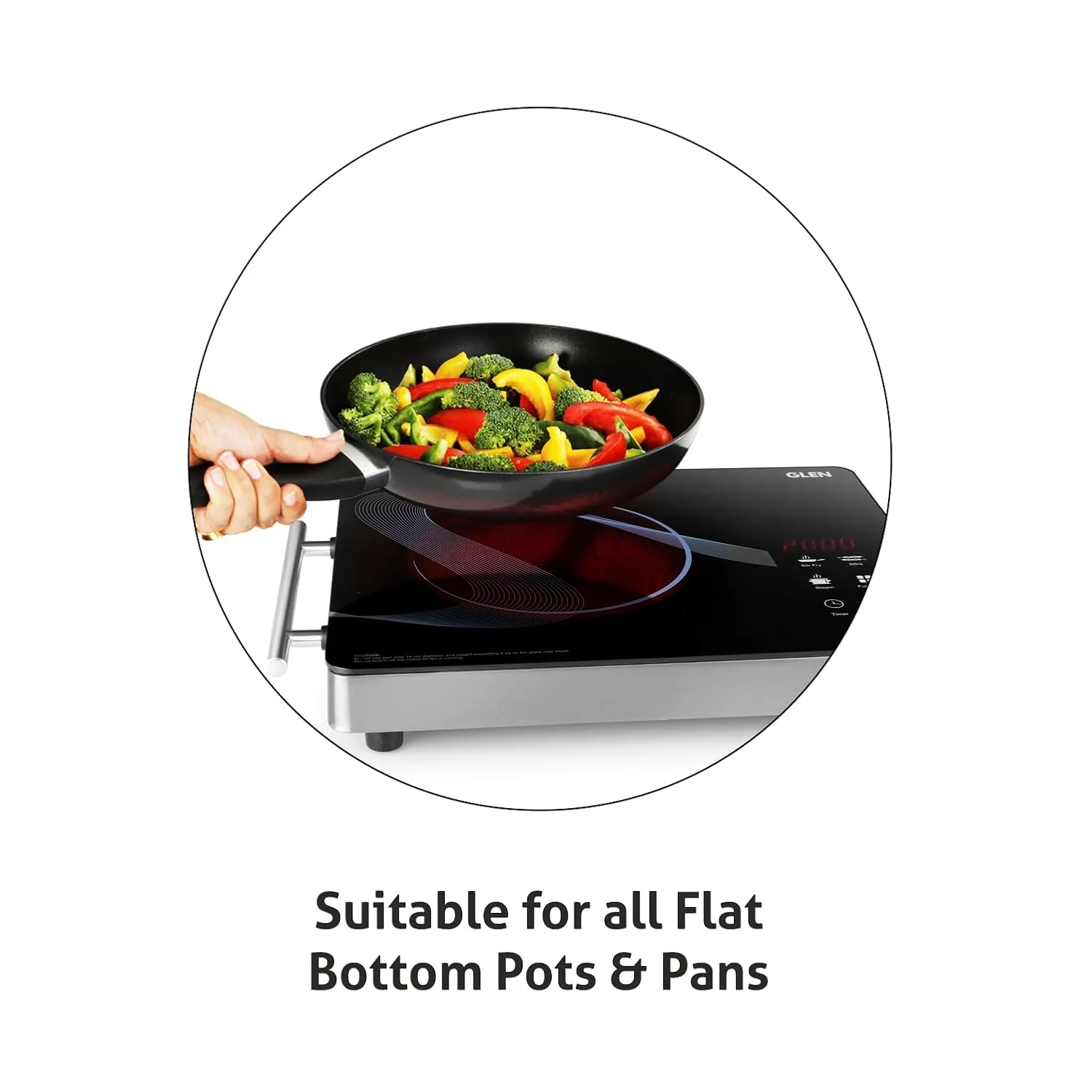 Glen 2000W Infrared Cooktop Stoves with Grill Rack for Barbecue, 3 Preset Cooking Modes, Crystal Glass Plate, Digital Display, Touch Control, SS Handle, Infrared Chulha Hot Plate (SA3075IR) - Image 6