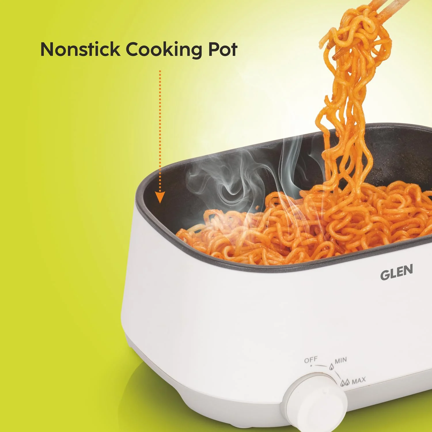 Glen 3 In 1 Multi Cooker &amp; Food Steamer, 600W, With Nonstick Pot, 2 Power Settings, Vegetable Steaming Tray, Cook Steam &amp; Boil, Multicooker Egg Boiler Machine (SA-3051MFS), 1.2 Liters - Image 4