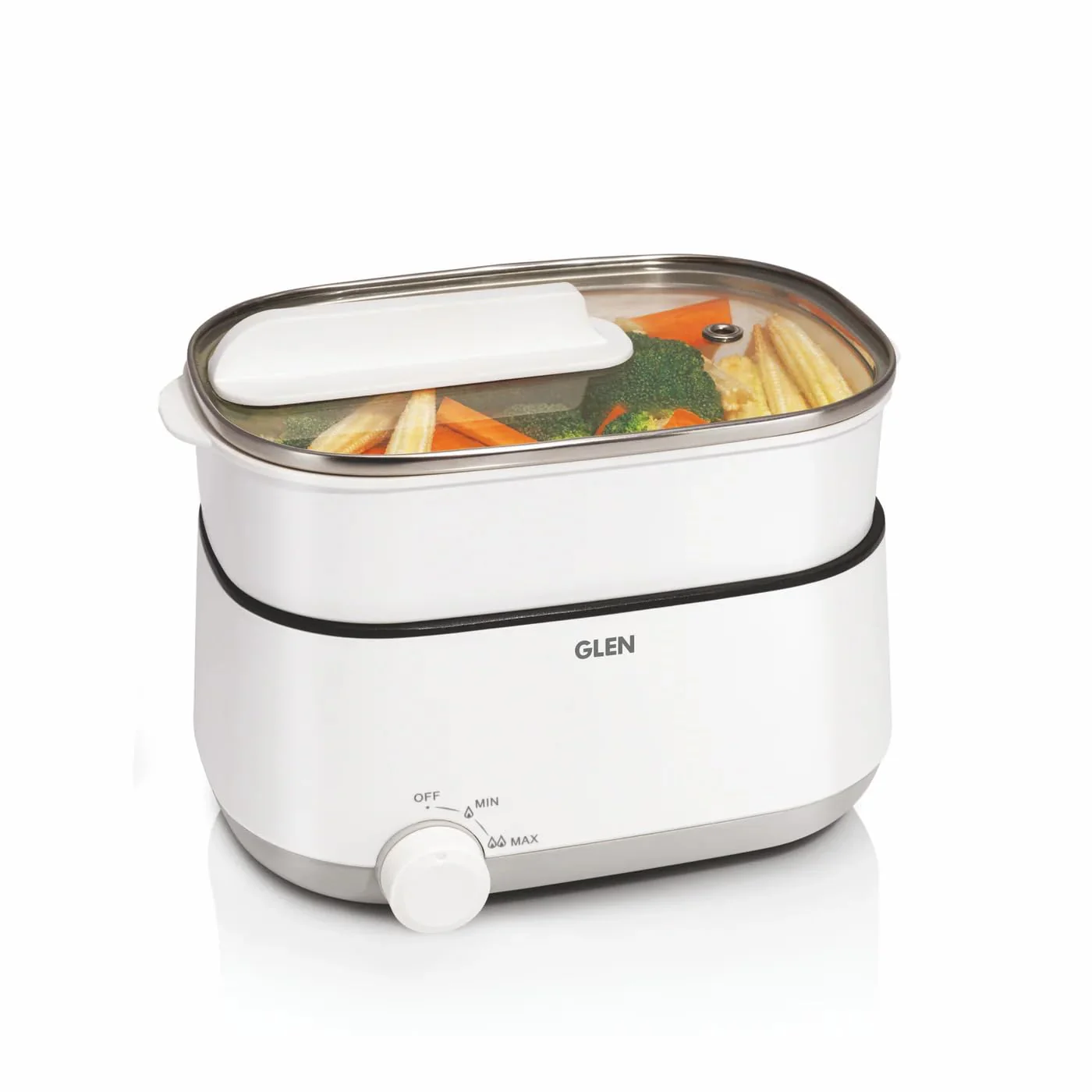 Glen 3 In 1 Multi Cooker &amp; Food Steamer, 600W, With Nonstick Pot, 2 Power Settings, Vegetable Steaming Tray, Cook Steam &amp; Boil, Multicooker Egg Boiler Machine (SA-3051MFS), 1.2 Liters - Image 6