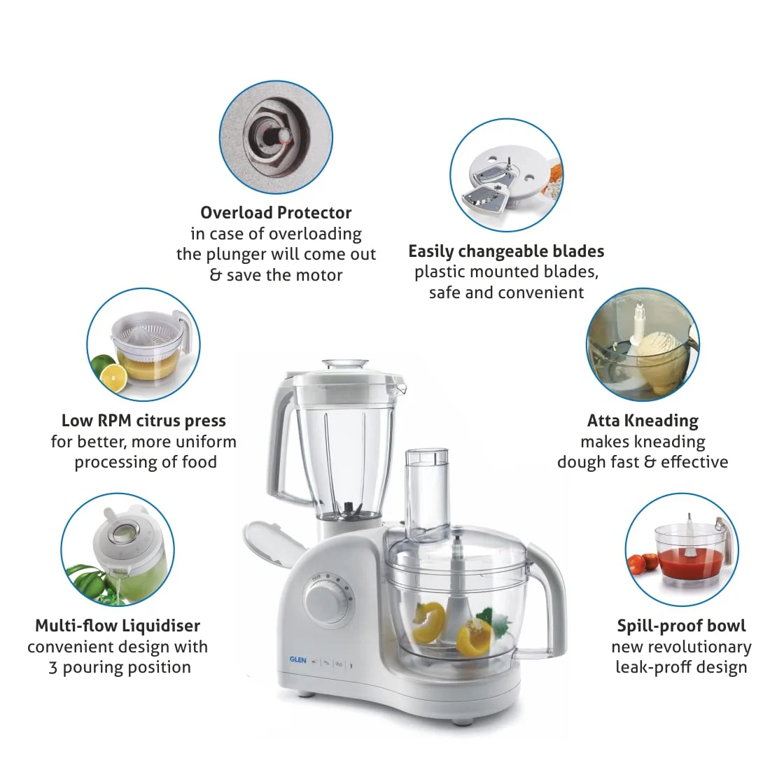 Glen Electric Food Processor With Mixer Grinder Juicer 700 Watt (Sa4052Lxfp) - Image 4