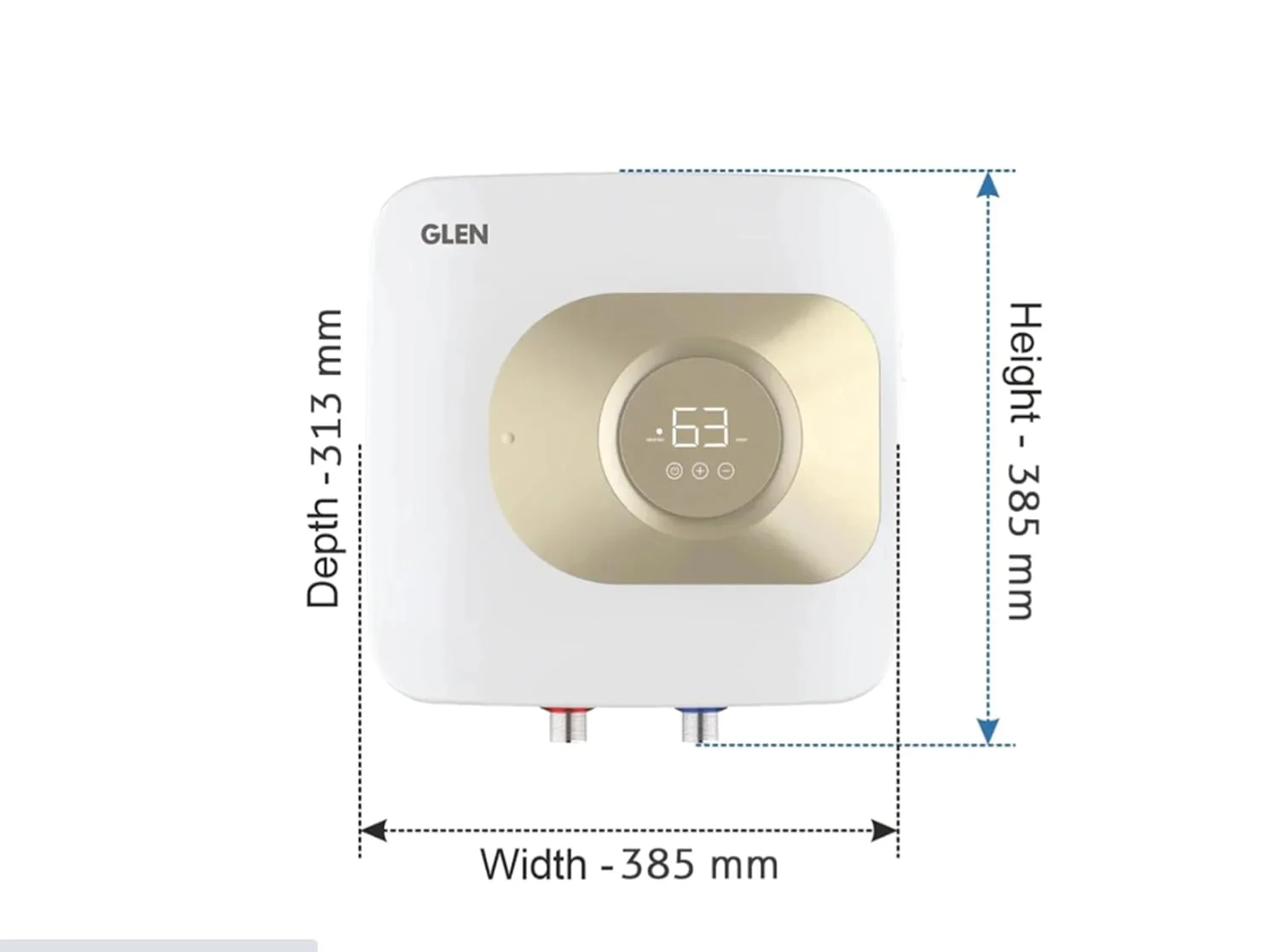 Glen Water Heater Digital Controls with Remote 15 Litre 2000W 8 Bar Pressure Glasslined Tank, 2 years warranty (WH-7055SQWH15LD) White - Image 9