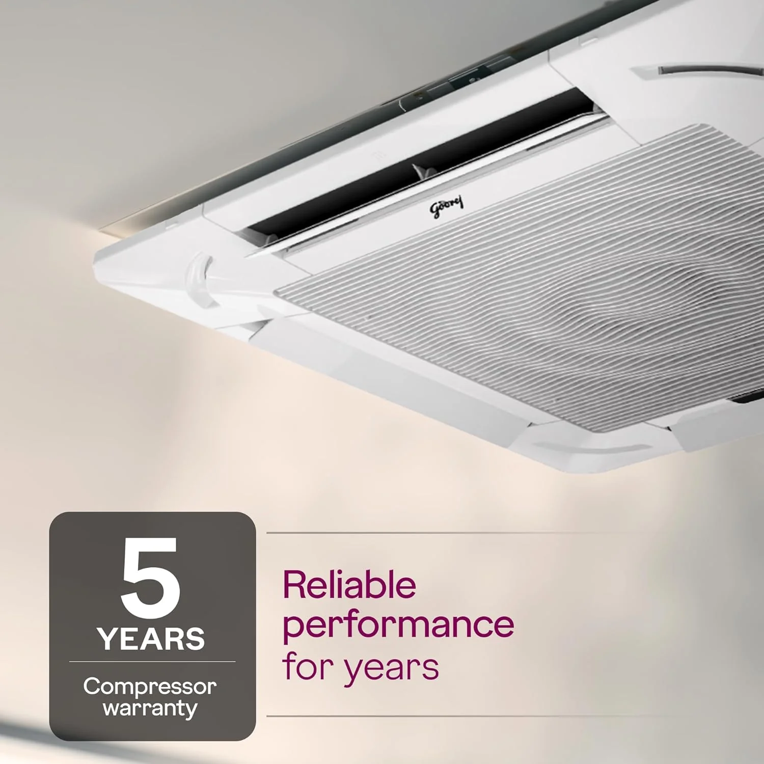Godrej 2 Ton 2 Star Inverter Cassette AC with 5-in-1 Convertible Cooling, 360° Airflow, Self Clean Technology, R32 Refrigerant & Heavy Duty Cooling (AC 2.0T TR CFC 24M2TG WA 4) - Image 6