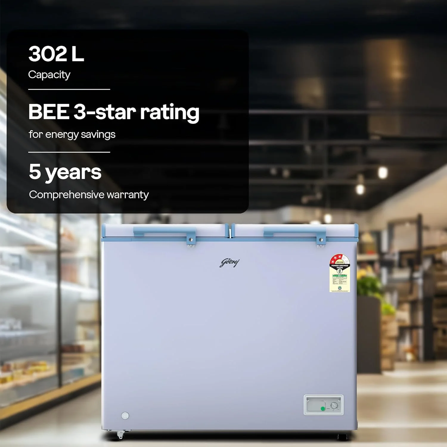 Godrej 302 L 3 Star Convertible Deep Freezer, Double Door Chest Freezer with Pentacool+ Cooling, D-Cool Technology & 5 Years Warranty (DH ESNCH 330C 2HCLP RW) - Image 2