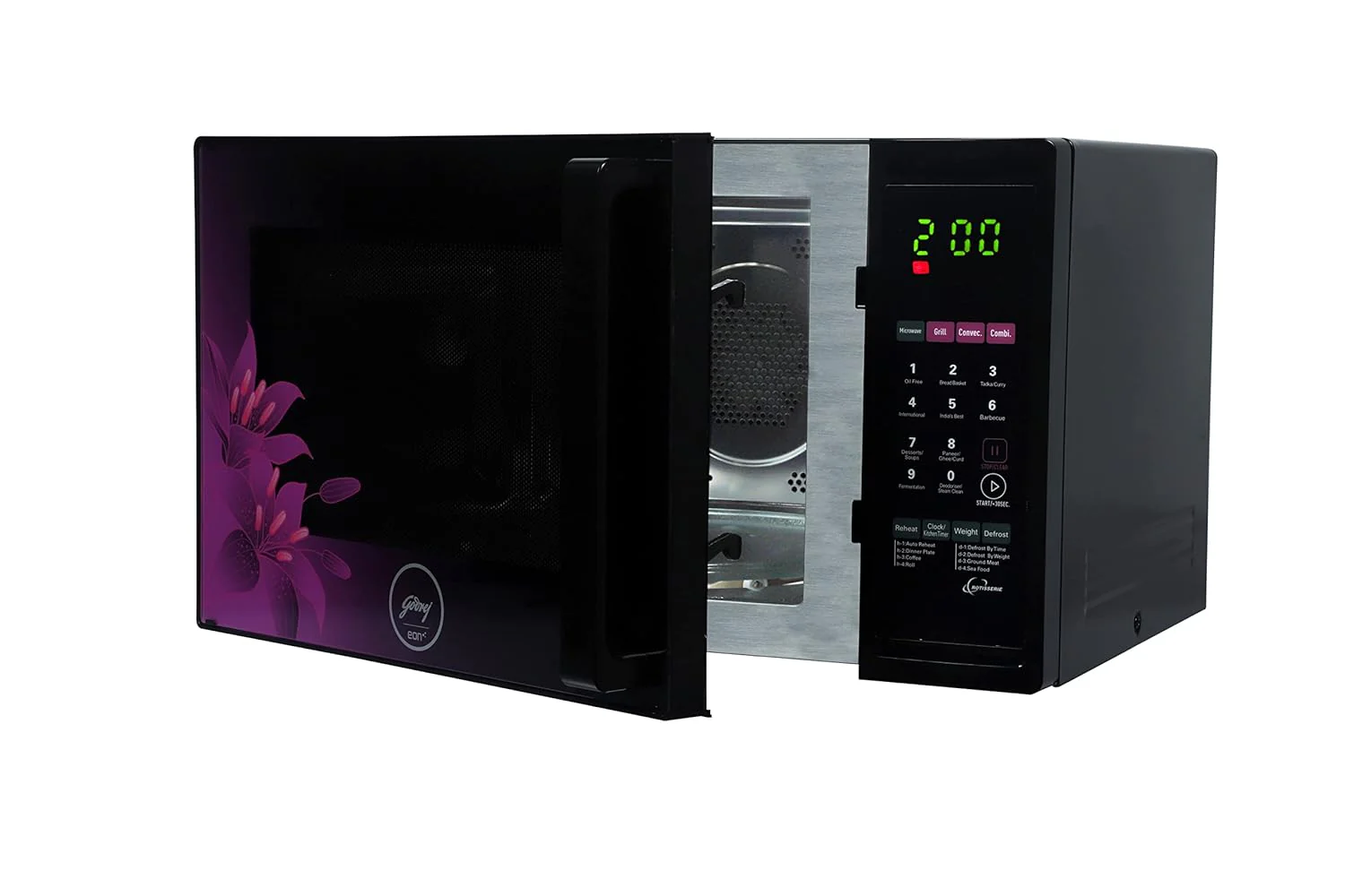 Godrej 34 Litres Convection Microwave Oven (GME 734 CR1 PM, Violet Floral, Dual Grill Technology) - Image 3