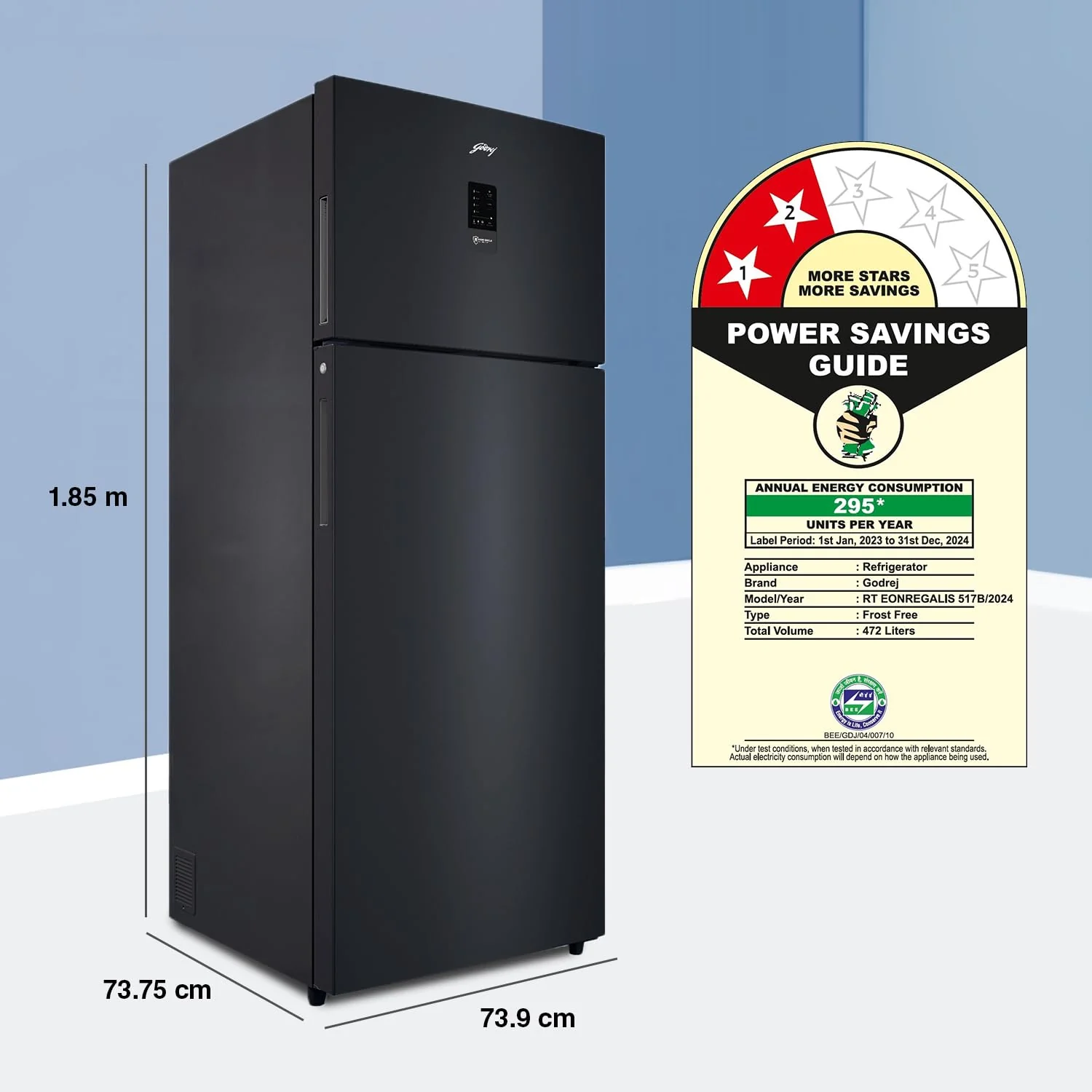 Godrej 472 L 2 Star Food Surface Disinfection with Nano Shield Technology Inverter Frost Free Double Door Refrigerator (RT EONREGALIS 517B RCI MT BK, Matte Black) - Image 4
