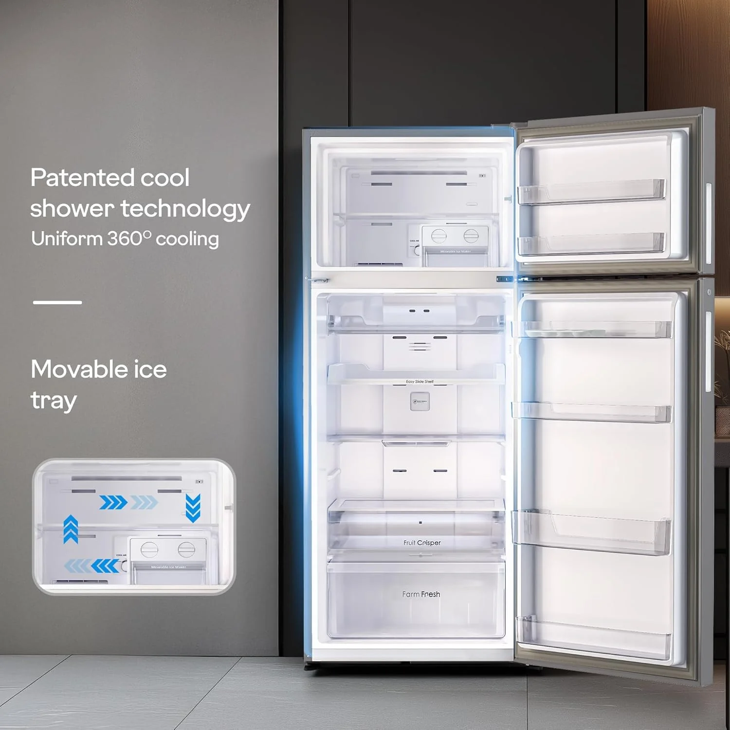 Godrej Eon Regalis 472 L 2 Star Double Door Refrigerator with AI Technolog, (Champagne Gold, RT EONREGALIS 517B RCI CH GD) - Image 3