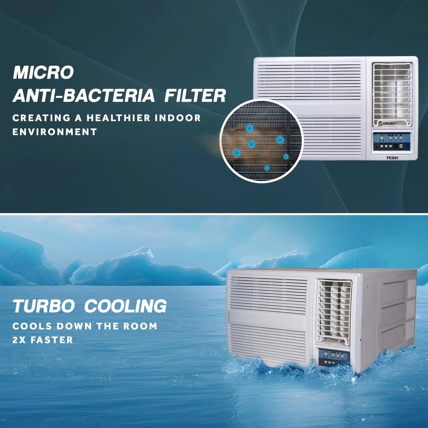 Haier 1.5 Ton 3 Star Fix Speed Side Flow Window AC (Copper, Turbo Mode, Anti Bacterial Filter, Cools at 54°C Temp, Long Air Throw - HWU18F-POW3BN-FS) - Image 4