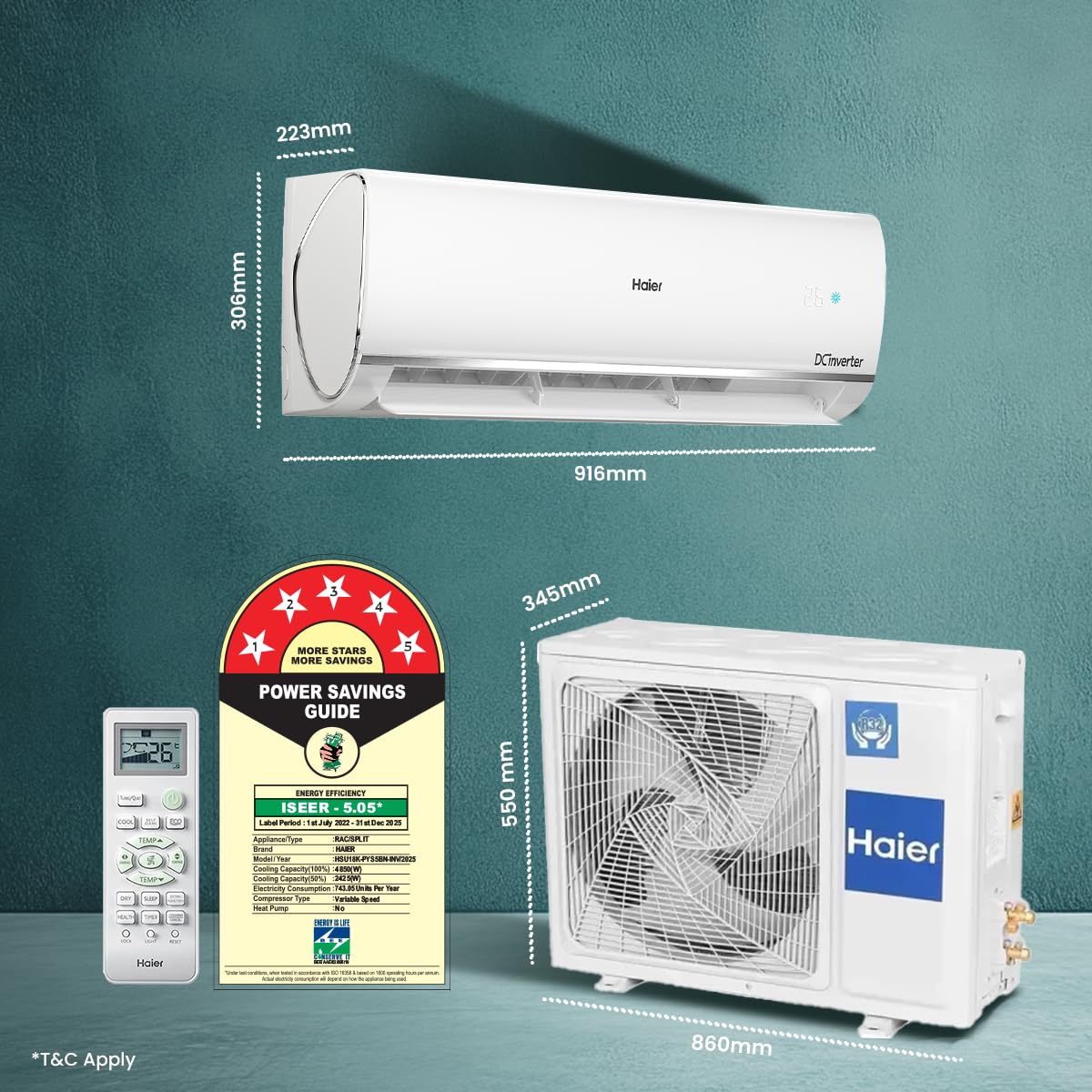 Haier 1.5 Ton 5 Star Triple Inverter Split AC (4850 W, Copper, 7 in 1 Convertible, 4-Way Swing, Frost Self Clean, HD Filter, Cools at 60°C, 20 Mtr. Air Throw - HSU18K-PYSS5BN-INV, White) - Image 15