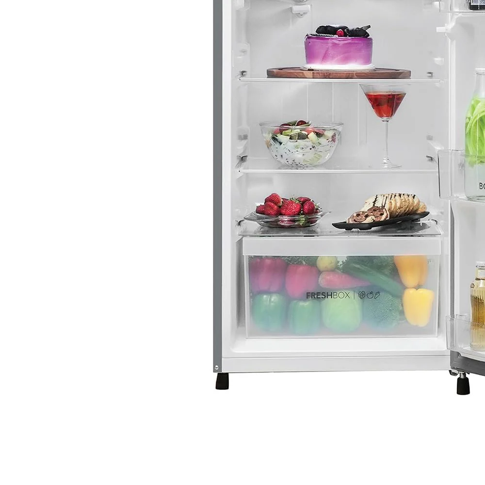 Haier 185L 1 Star Direct Cool Single Door Refrigerator | Toughened Glass Shelves | Large Veg Box | Fast Ice Making | Longer Cooling Retention | Easy Clean Back (HRD-2061SMA-N, Moon Silver) - Image 4