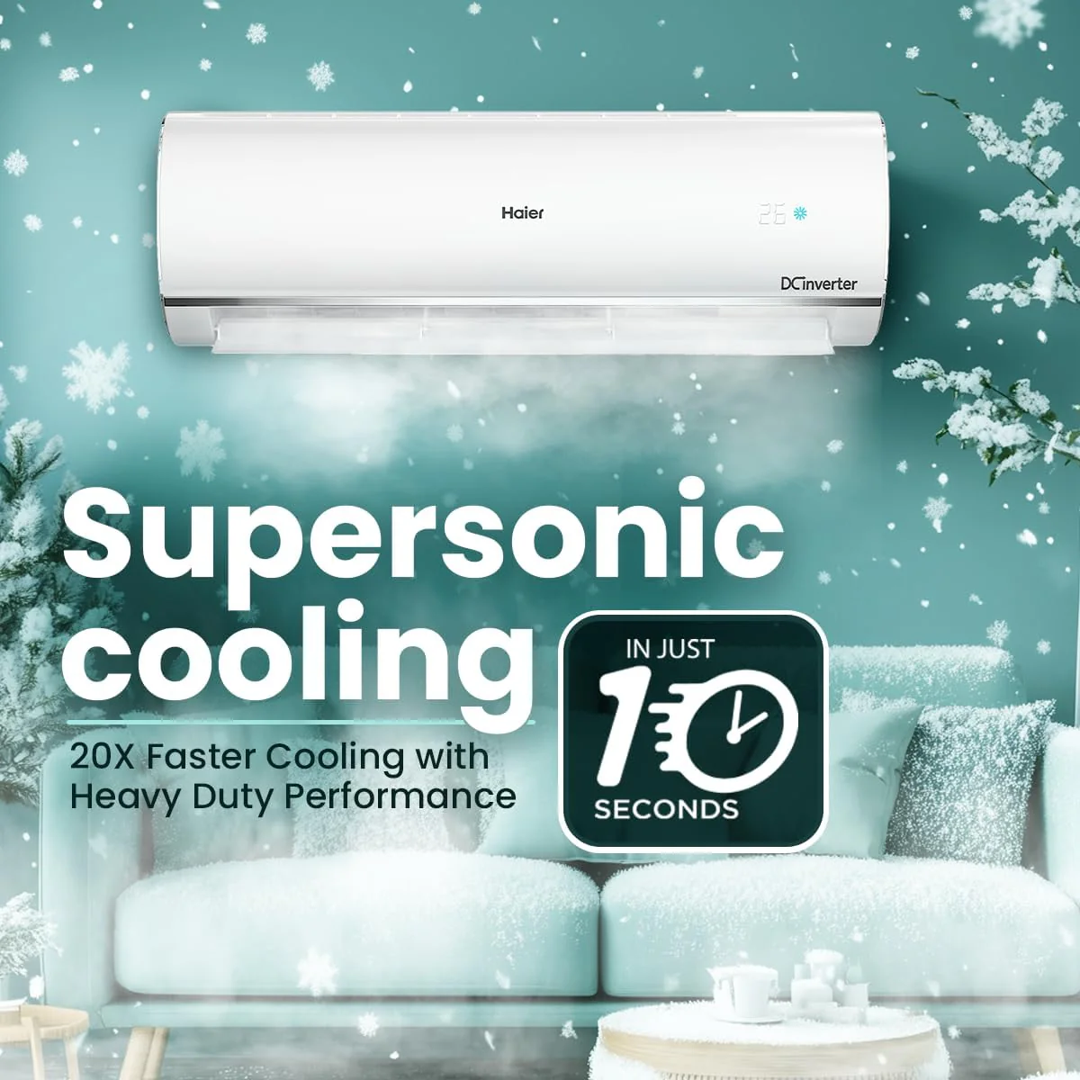Haier 2.0 Ton 3 Star AI Climate Control HEXA Inverter Smart AC Kinouchi Heavy Duty Pro, Cools at 60°C, 20 Mtr. Air Throw - HSU24K-PYAIR3BN-INV, White) - Image 5