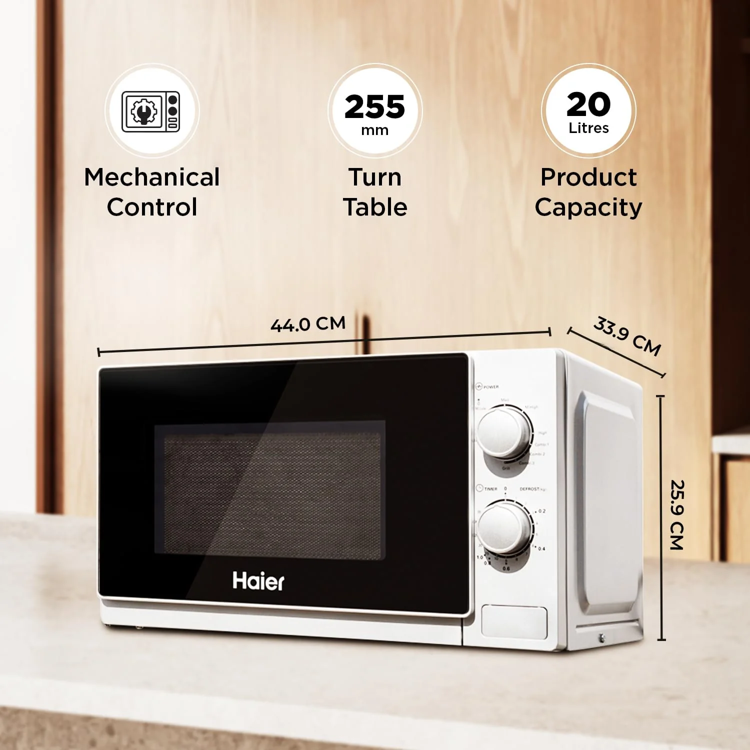 Haier 20L Grill Microwave Oven (HIL2002GSPB, Quartz Heater, Combination cooking, Curveceous Glass, Steam Clean) - Image 2