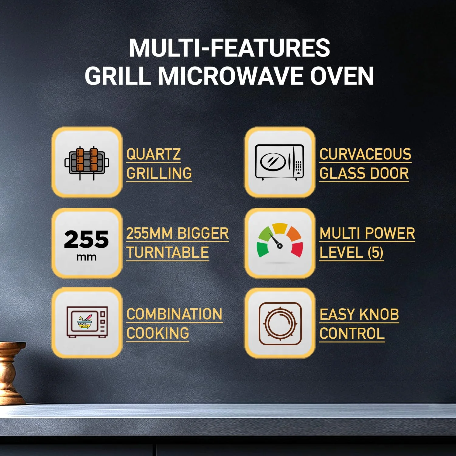 Haier 20L Grill Microwave Oven (HIL2002GSPB, Quartz Heater, Combination cooking, Curveceous Glass, Steam Clean) - Image 4