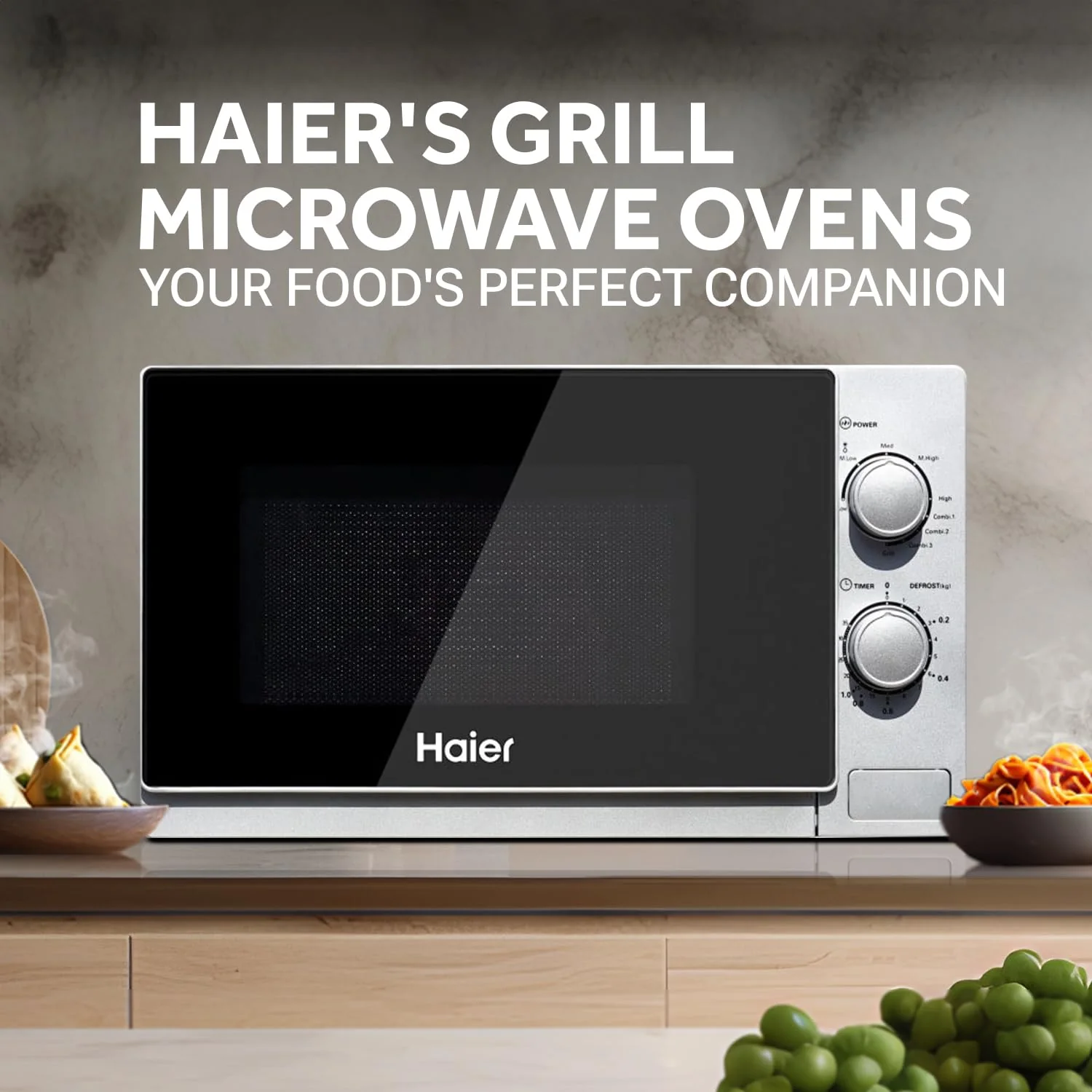 Haier 20L Grill Microwave Oven (HIL2002GSPB, Quartz Heater, Combination cooking, Curveceous Glass, Steam Clean) - Image 6