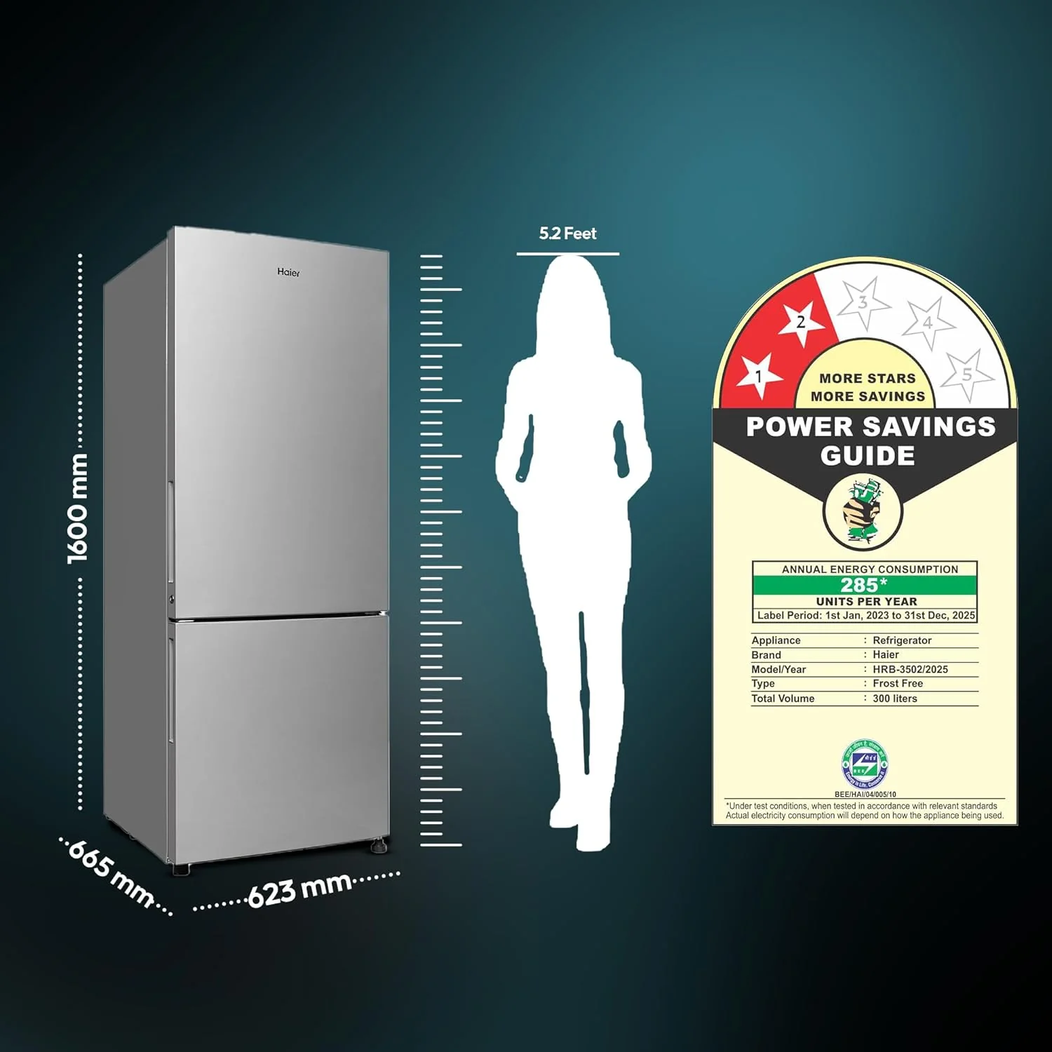 Haier 325 L 2 Star Frost Free Bottom Mount Double Door Refrigerator | Jhukna Mat - Bottom Freezer | Twin Inverter | Twist Ice Maker | 1 Hour Icing Technology (HRB-3502BS-P, Brushline Silver) - Image 4