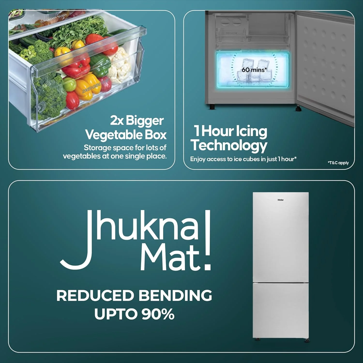 Haier 325 L 2 Star Frost Free Bottom Mount Double Door Refrigerator | Jhukna Mat - Bottom Freezer | Twin Inverter | Twist Ice Maker | 1 Hour Icing Technology (HRB-3502BS-P, Brushline Silver) - Image 5